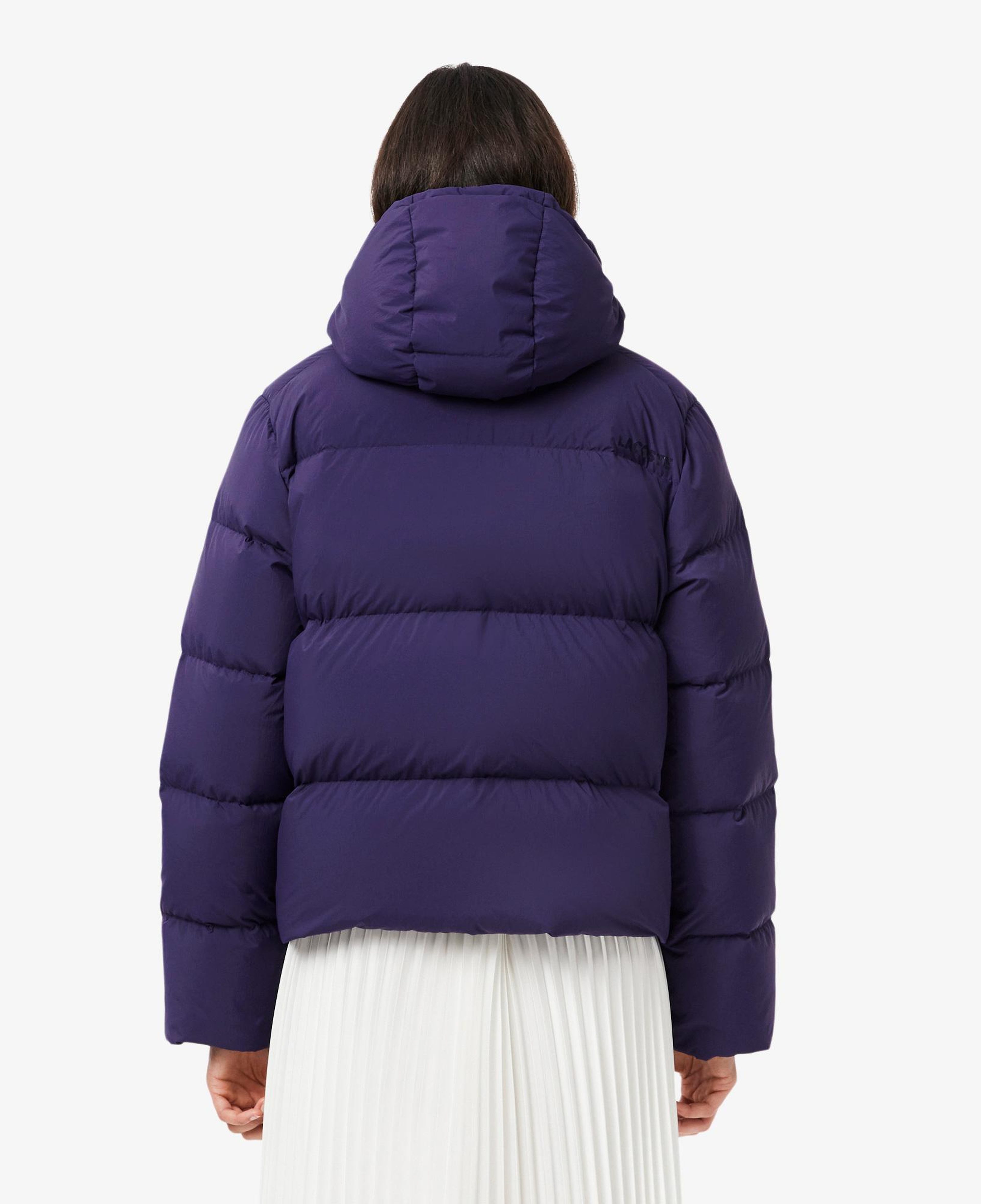 Lacoste Kadın Relaxed Fit Kapüşonlu Mor Şişme Mont