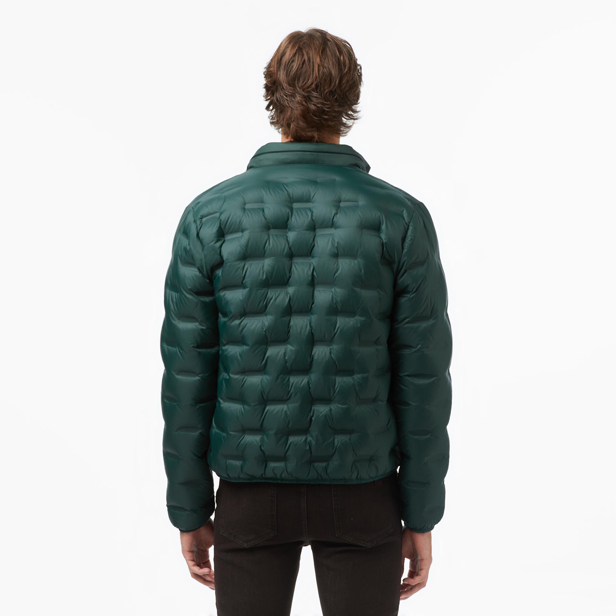 Lacoste Erkek Dik Yaka Kapitone Koyu Yeşil Mont