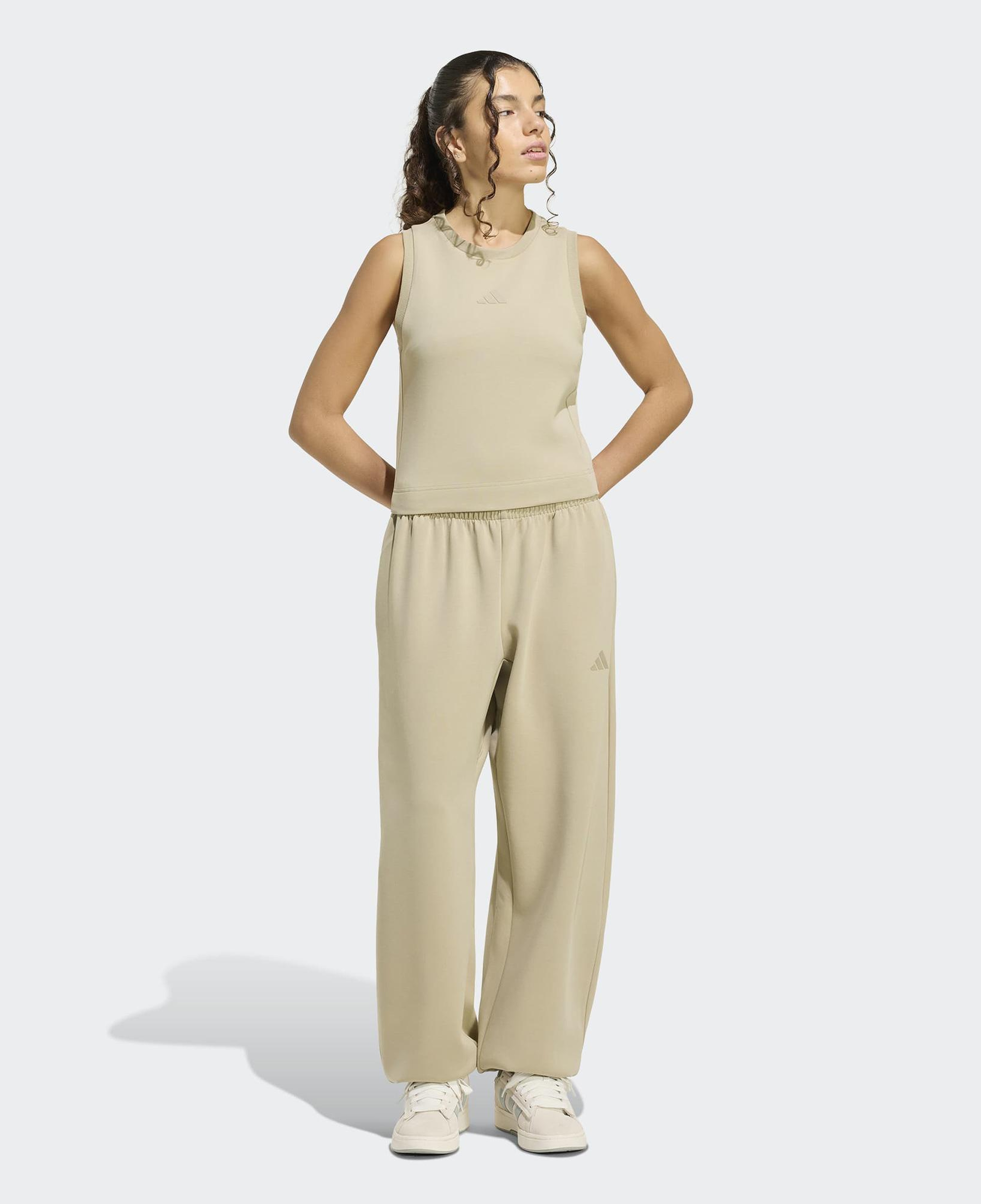 adidas Soft Lux Kadın Bej Kolsuz T-Shirt