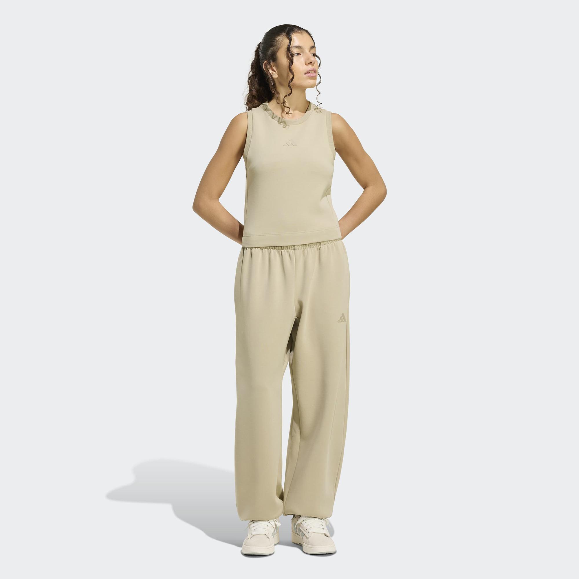adidas Soft Lux Kadın Bej Kolsuz T-Shirt