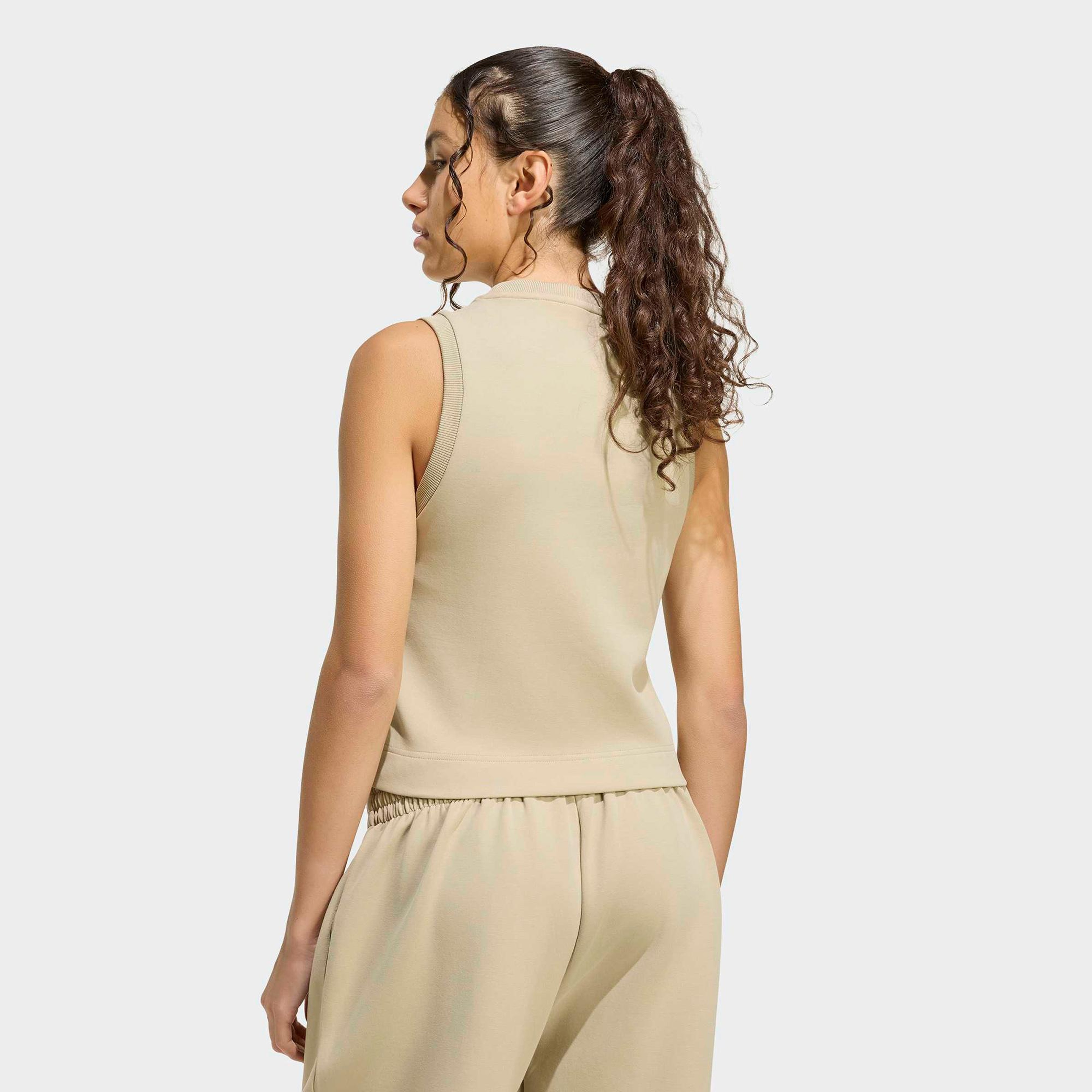 adidas Soft Lux Kadın Bej Kolsuz T-Shirt