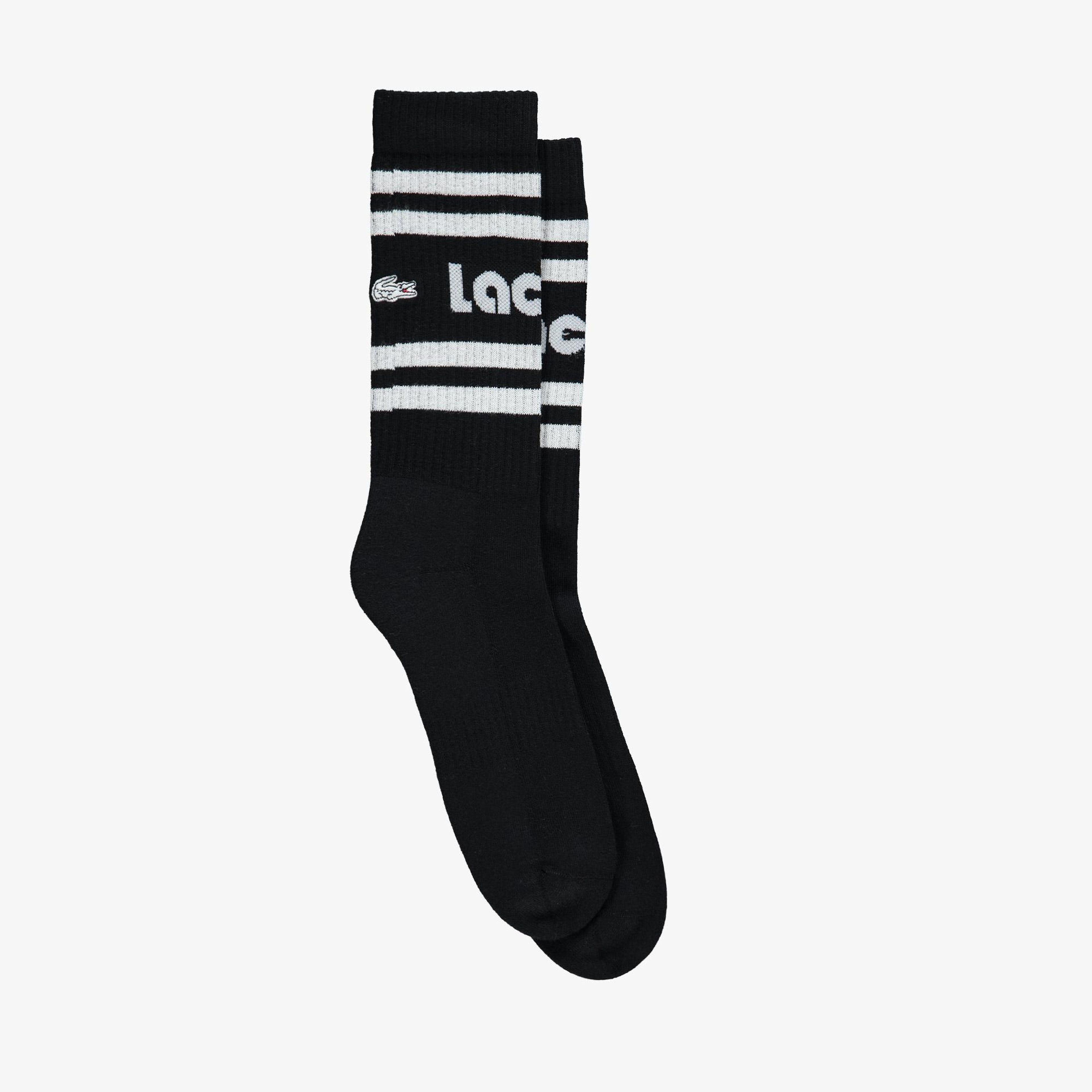 Lacoste Unisex Baskılı Siyah Çorap