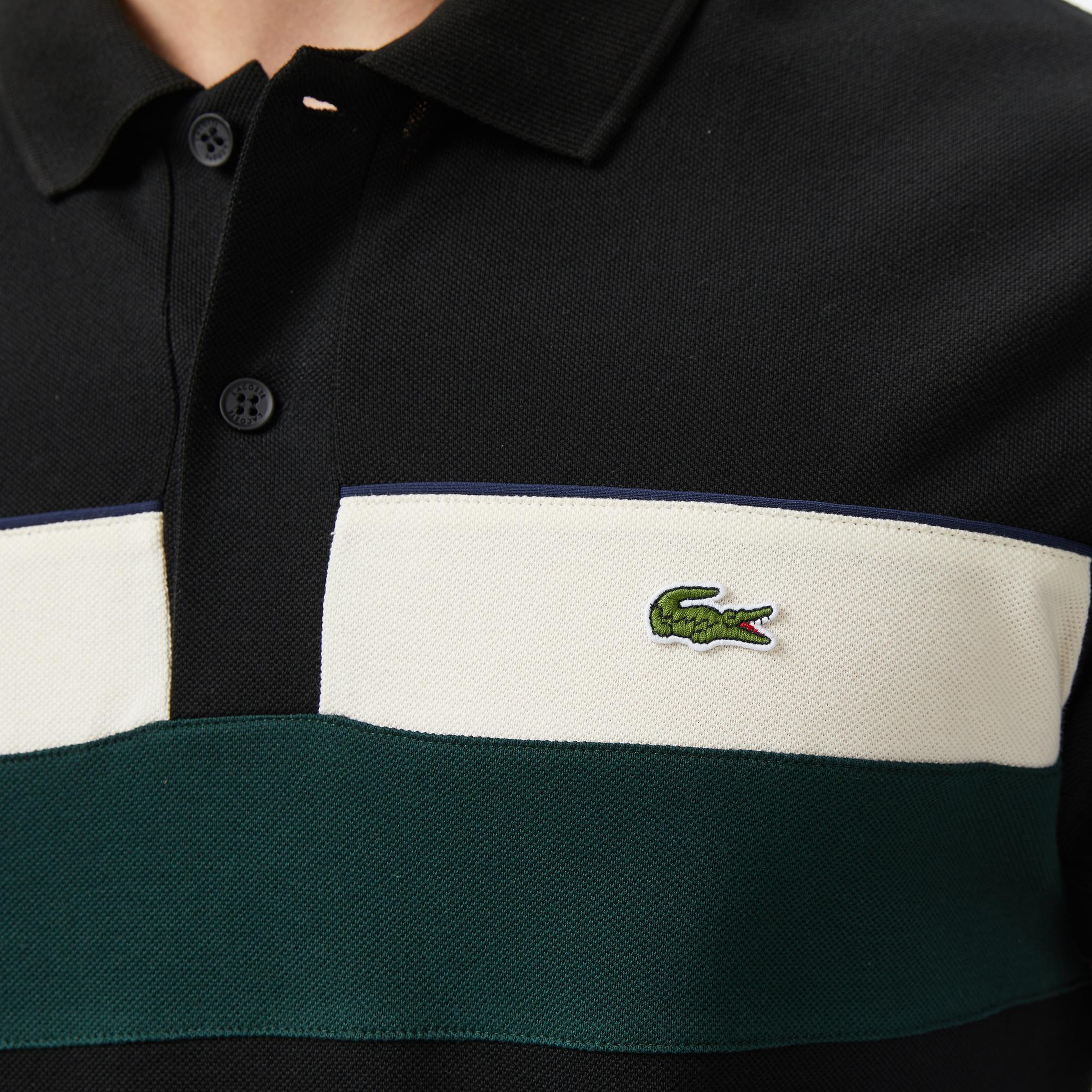 Lacoste Erkek Regular Fit Renk Bloklu Siyah Polo