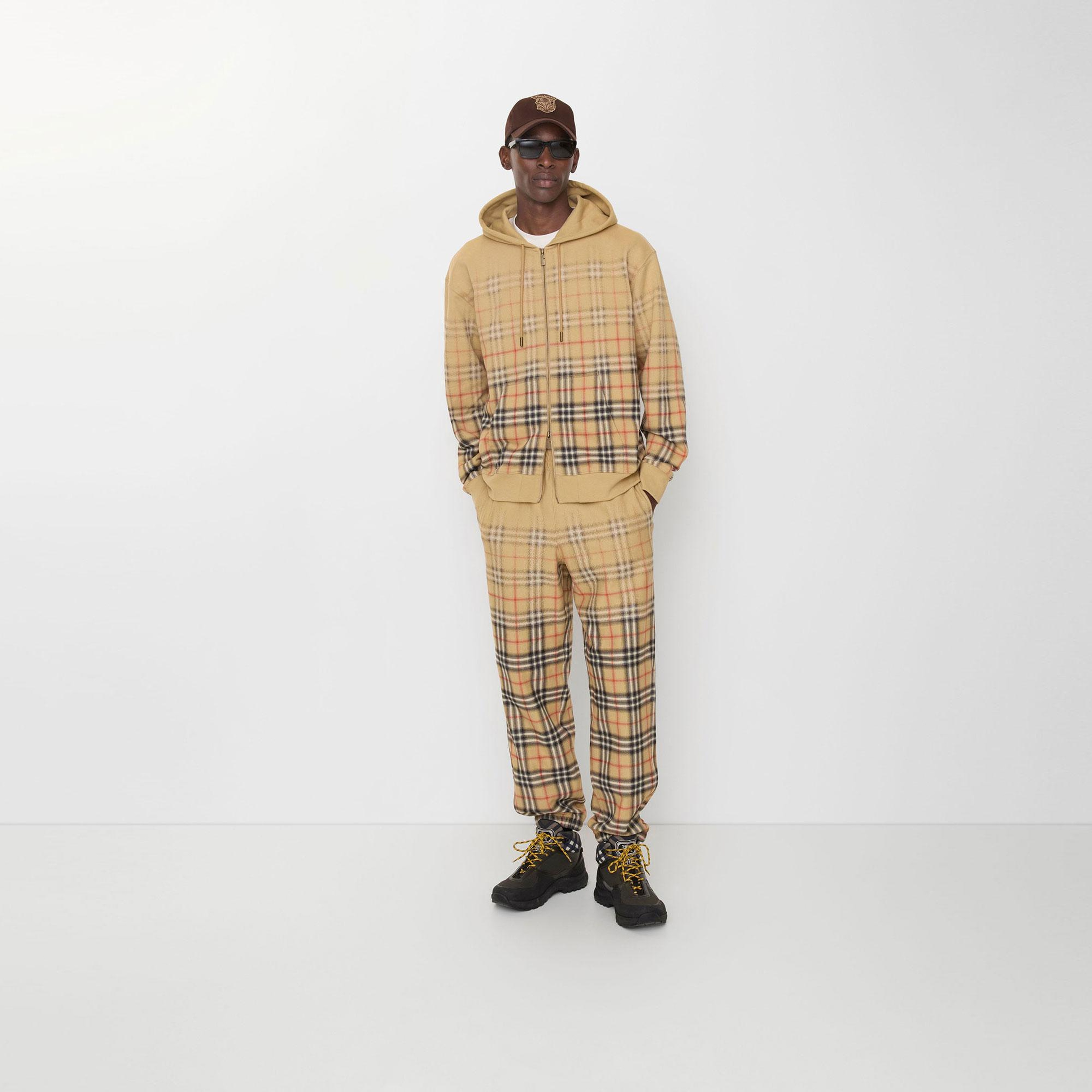 Burberry Gradient Check Cotton Jogging Erkek Bej Eşofman Altı