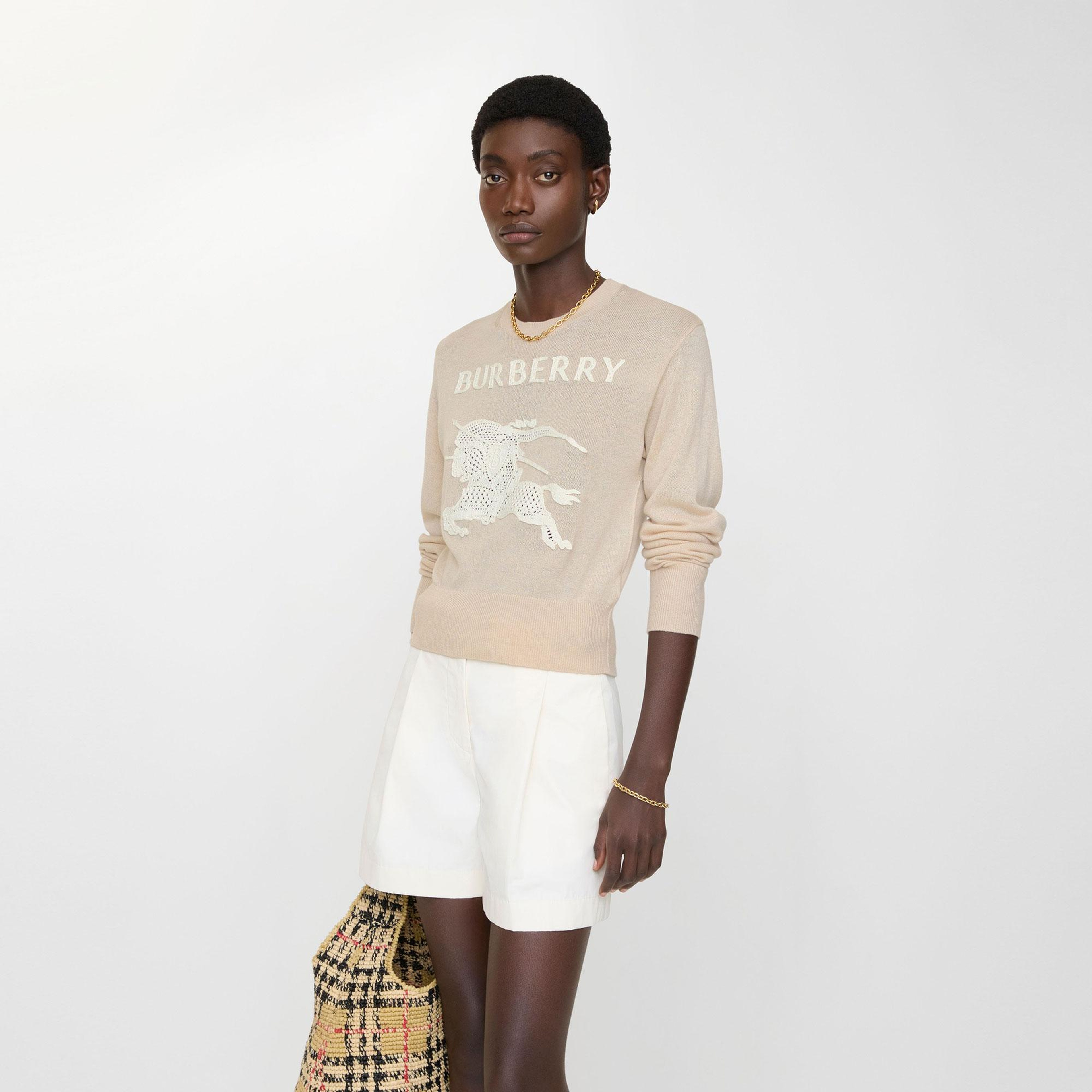 Burberry Ekd Cotton Wool Kadın Bej Trıko