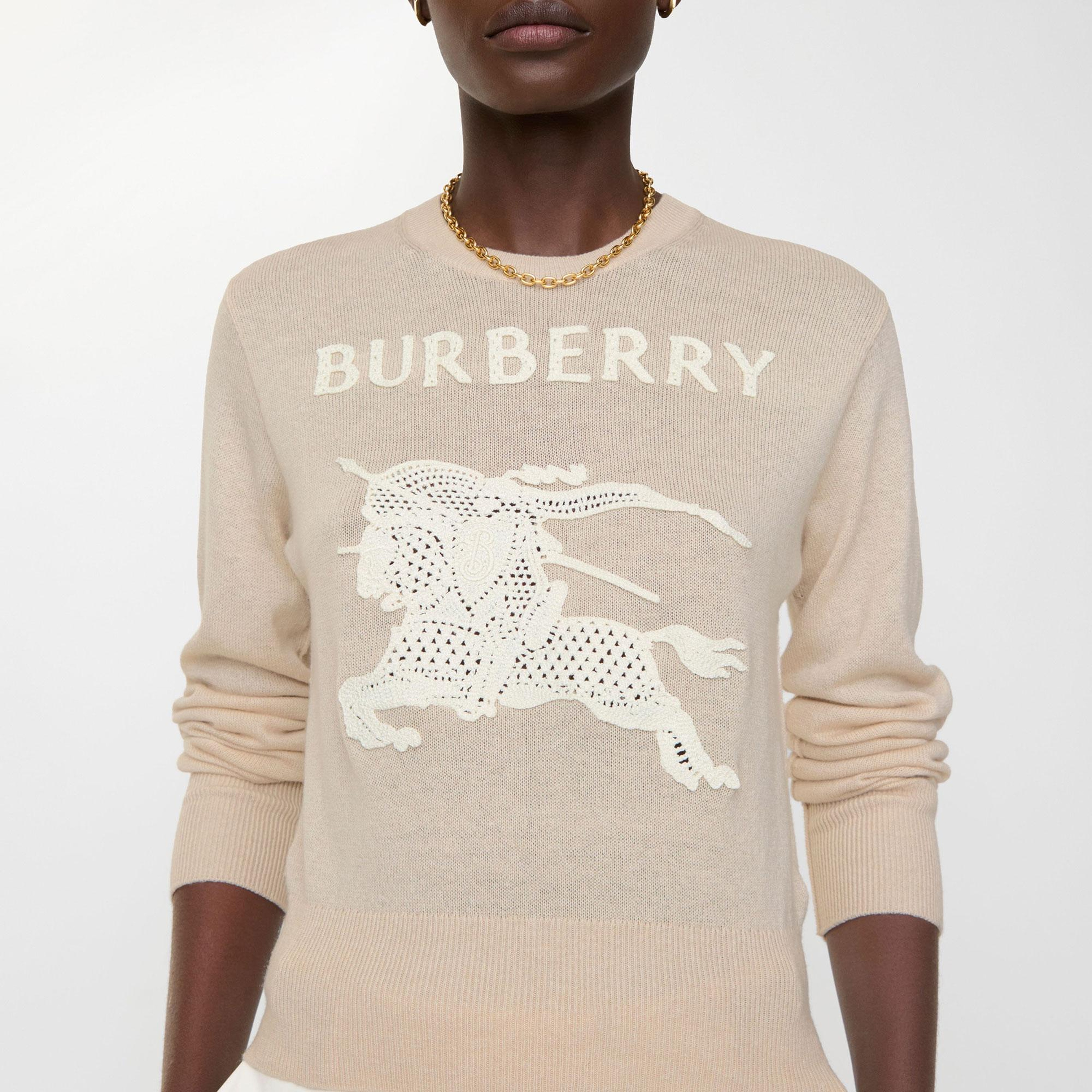 Burberry Ekd Cotton Wool Kadın Bej Trıko