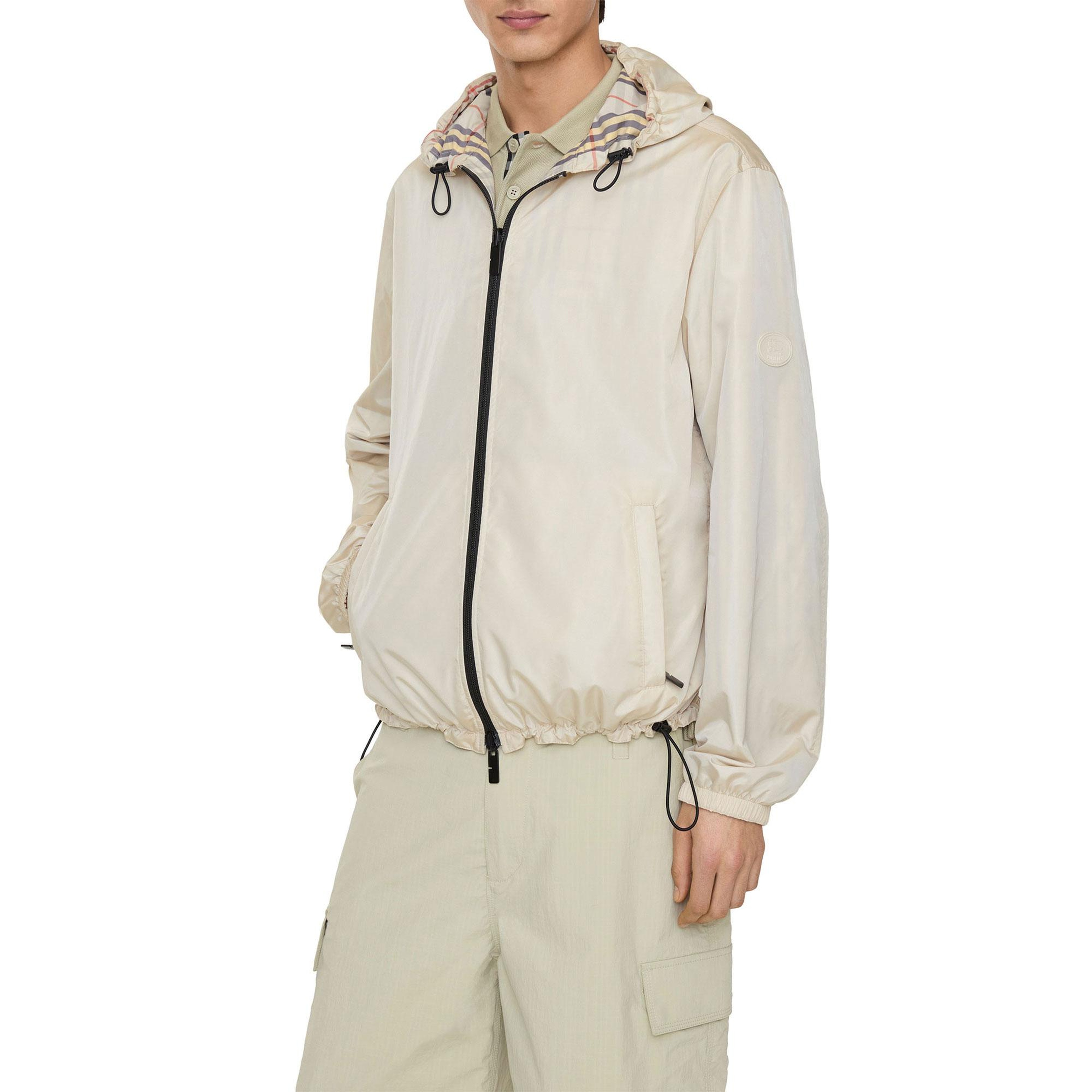 Burberry Reversible Check Hooded Erkek Bej Mont