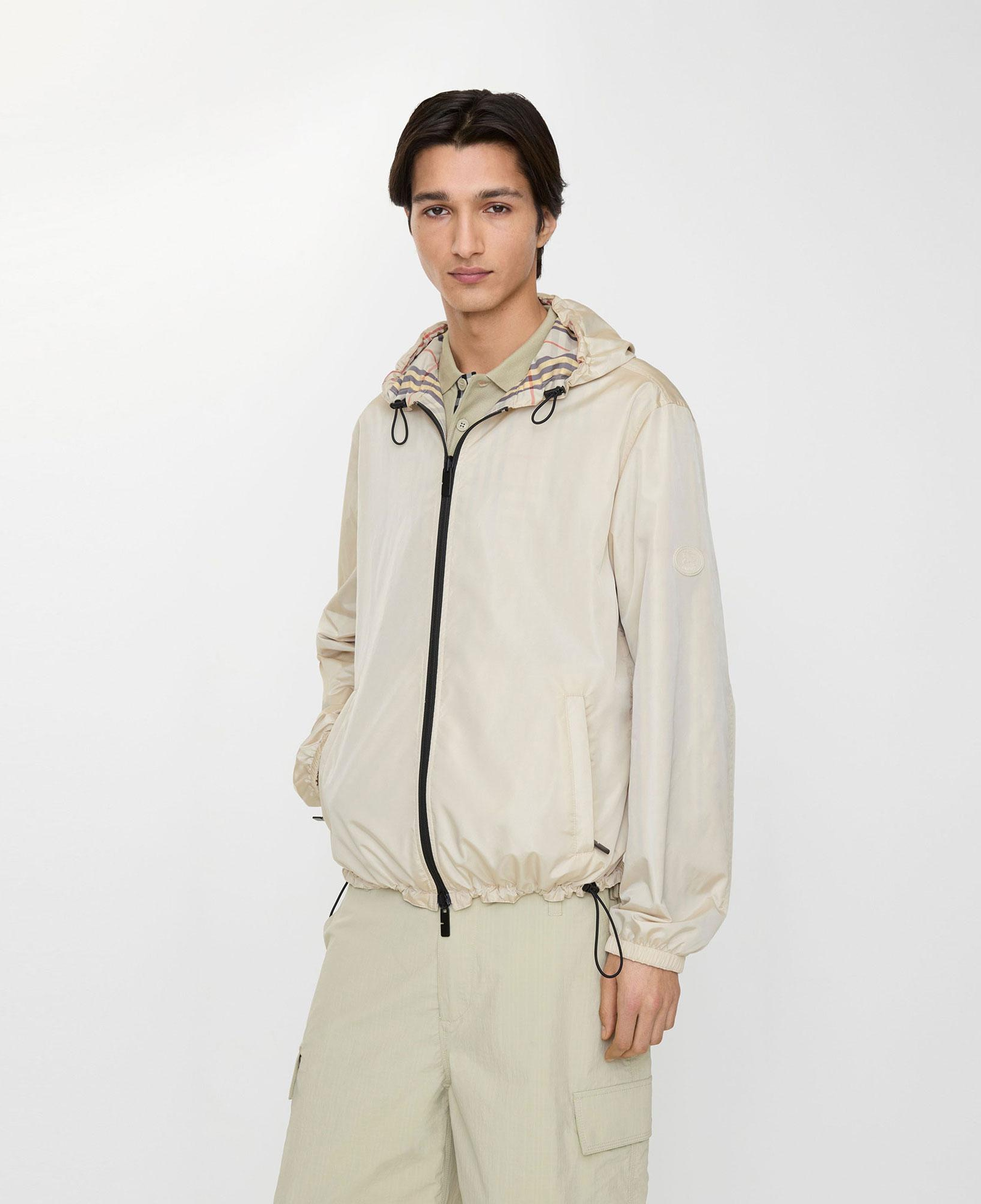 Burberry Reversible Check Hooded Erkek Bej Mont