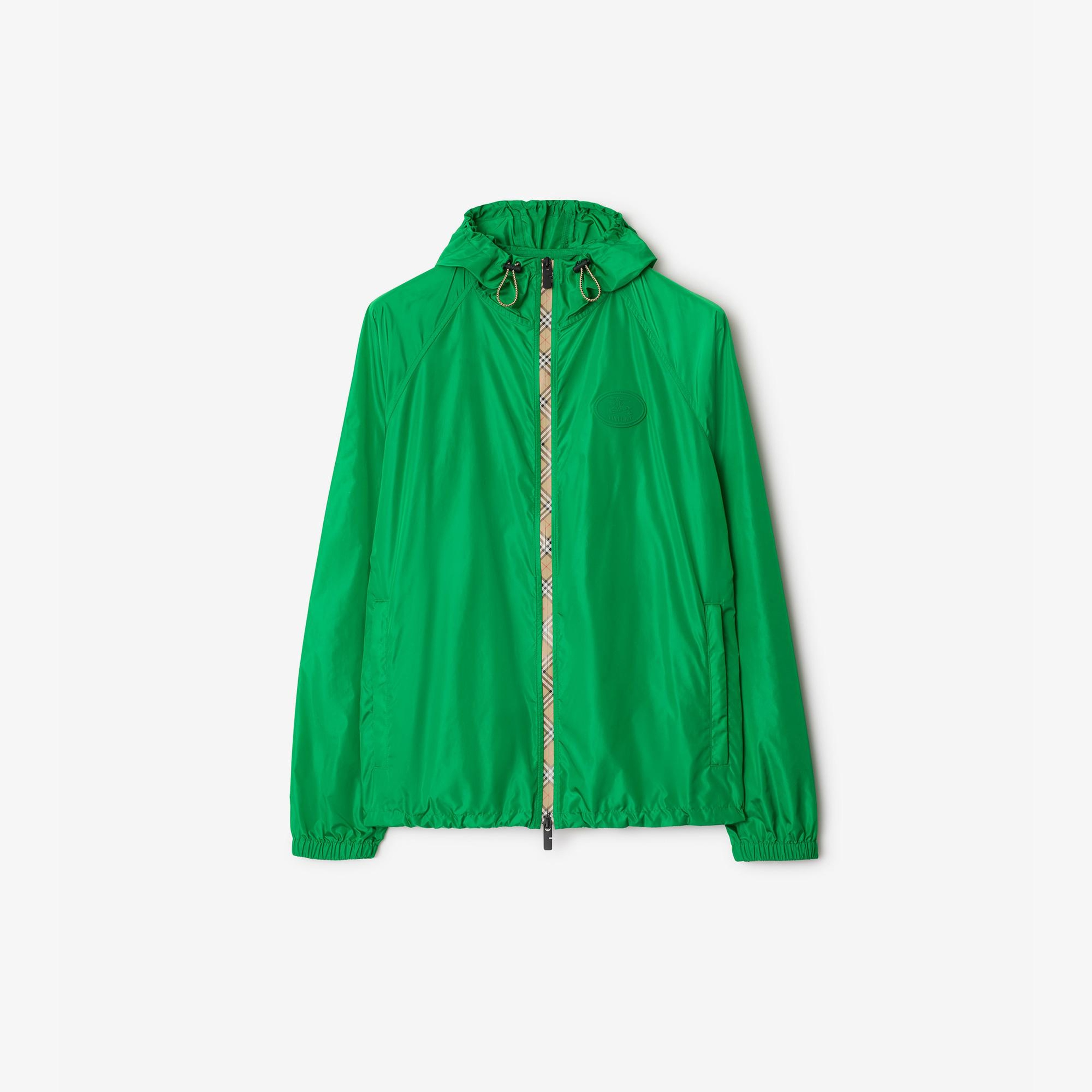 Burberry Check Trim Nylon Hooded Erkek Yeşil Mont