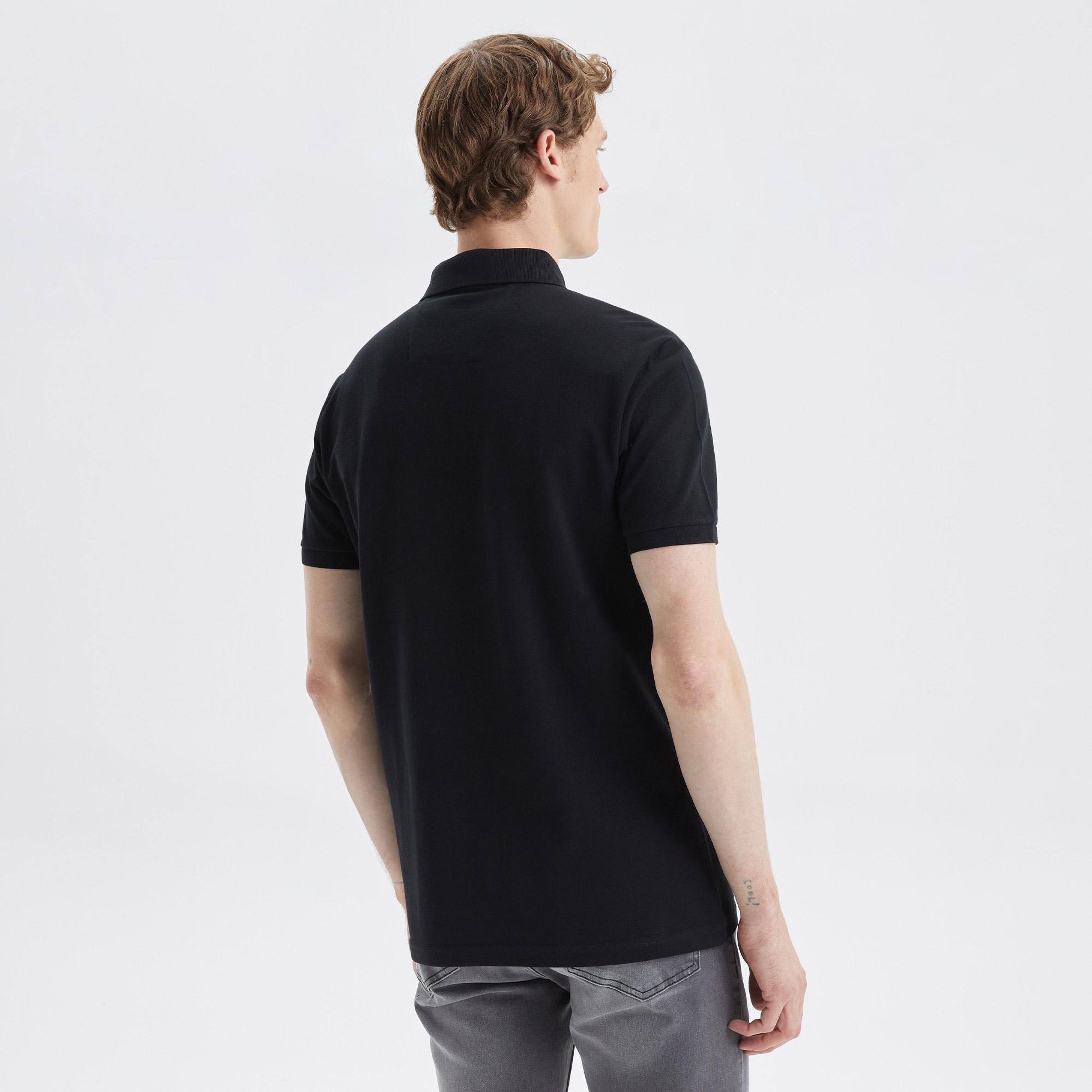 Nautica Erkek Siyah Slim Fit Kısa Kollu Polo Yaka T-Shirt