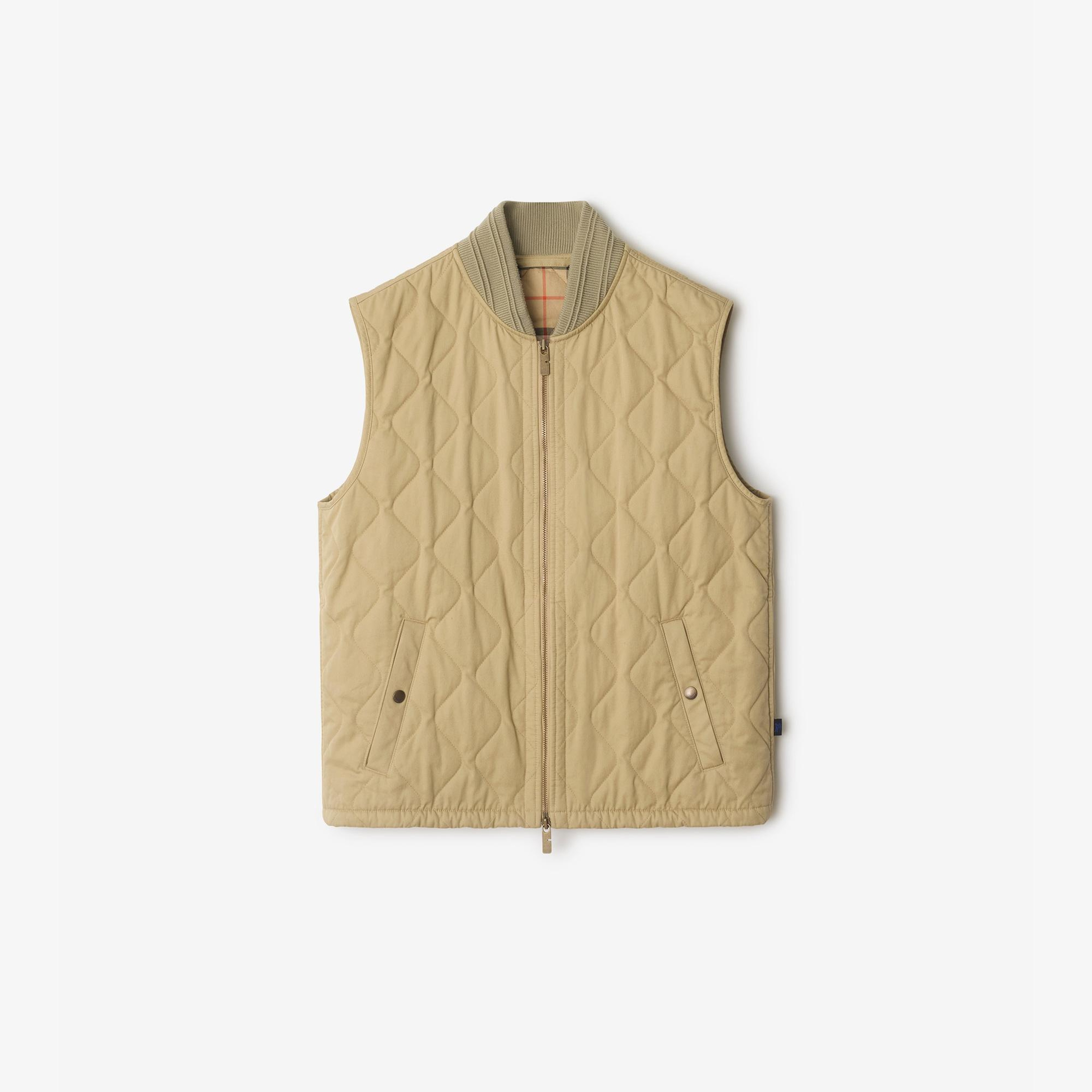 Burberry Quilted Gabardine Gilet Erkek Bej Yelek