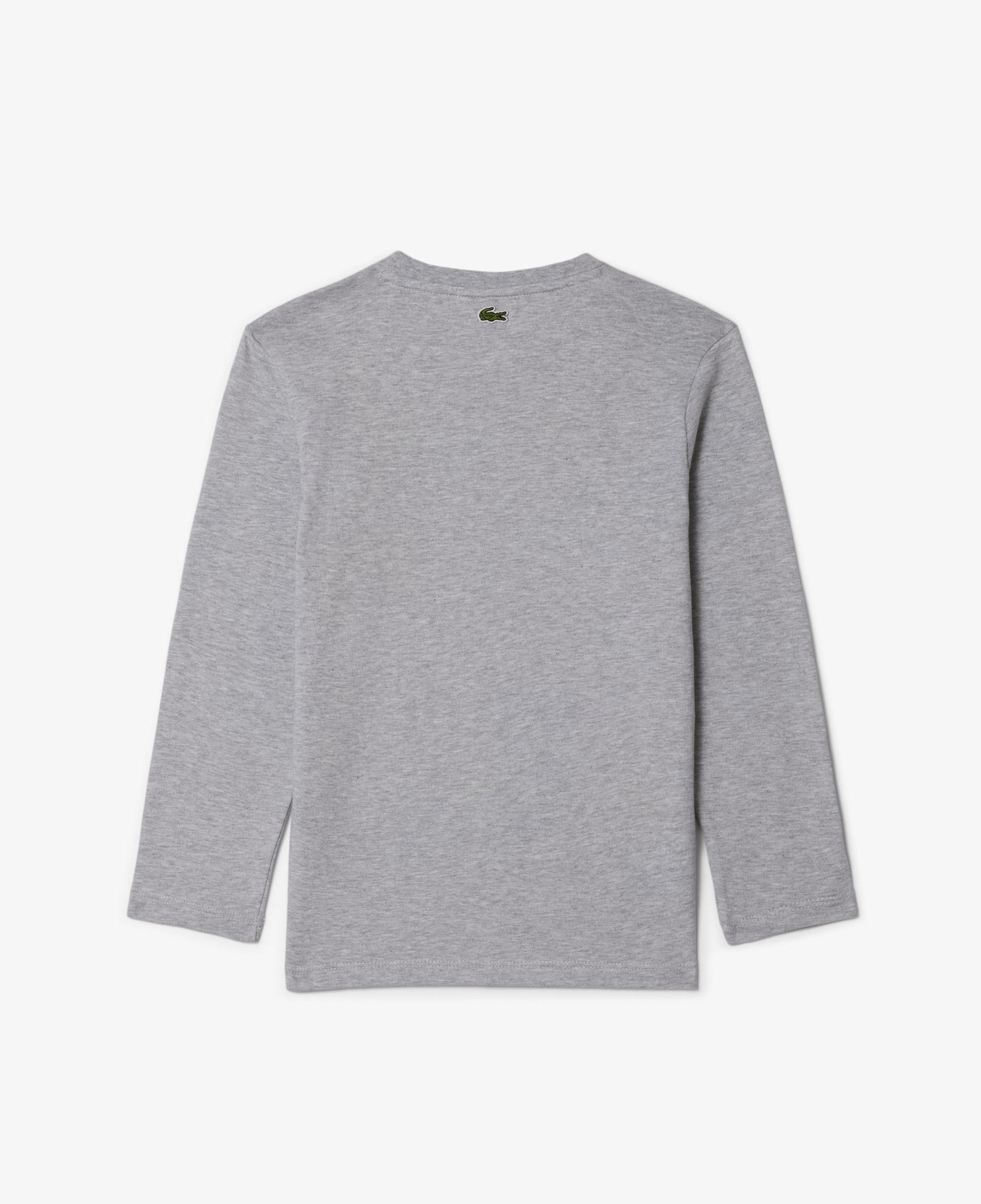 Lacoste Erkek Çocuk Uzun Kollu Bisiklet Yaka Baskılı Gri T-Shirt