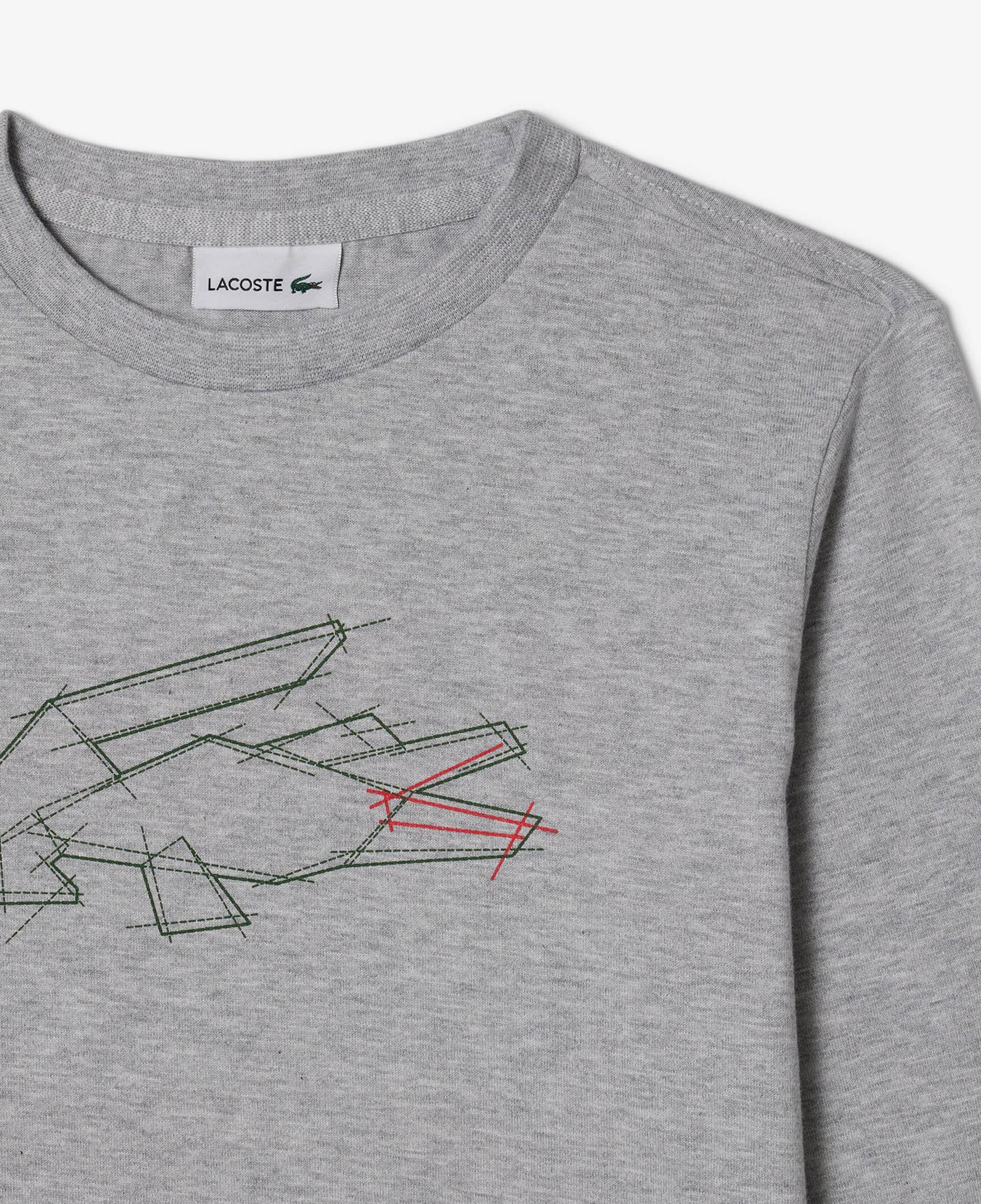 Lacoste Erkek Çocuk Uzun Kollu Bisiklet Yaka Baskılı Gri T-Shirt