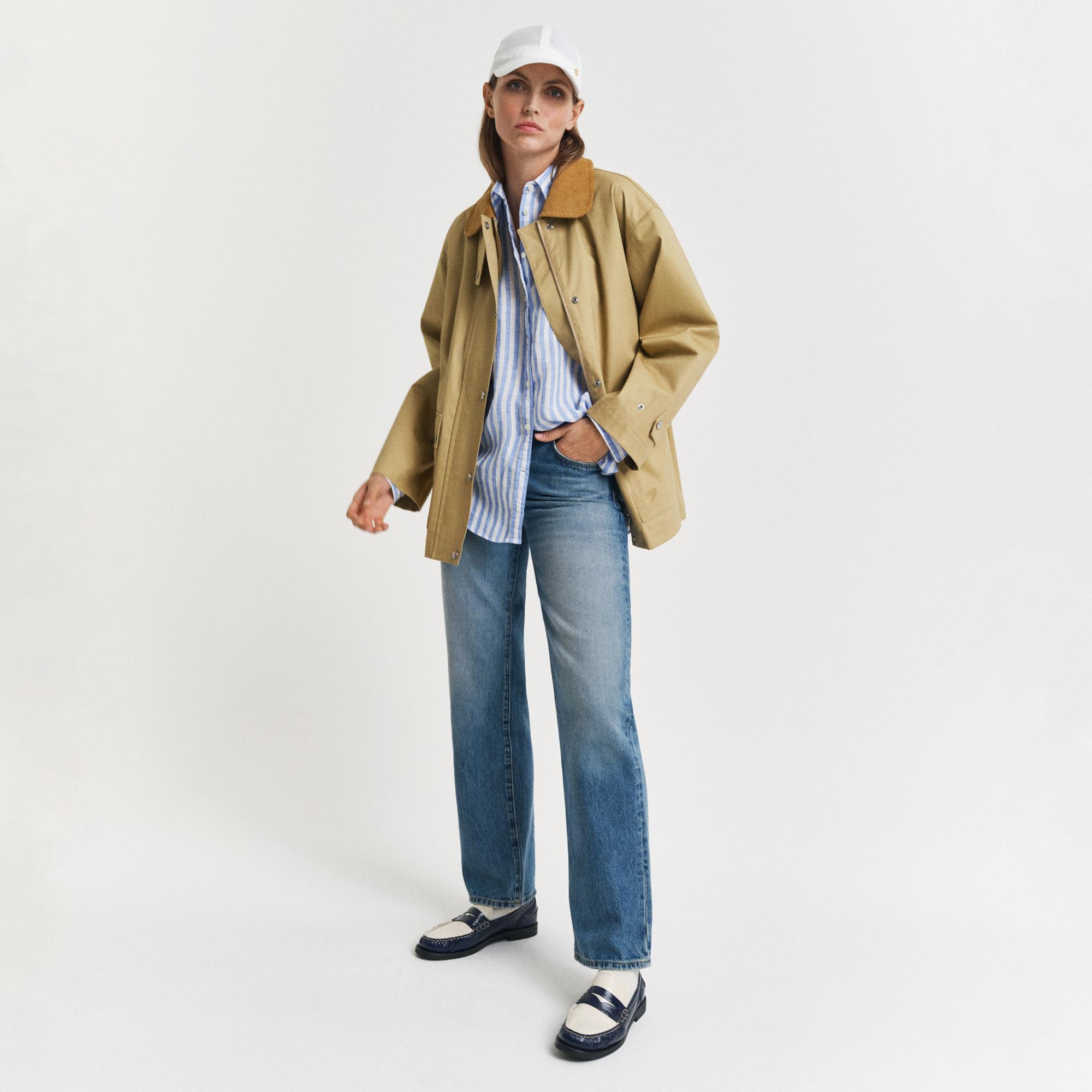 GANT Kadın Mavi Relaxed Fit Klasik Yaka Çizgili Gömlek