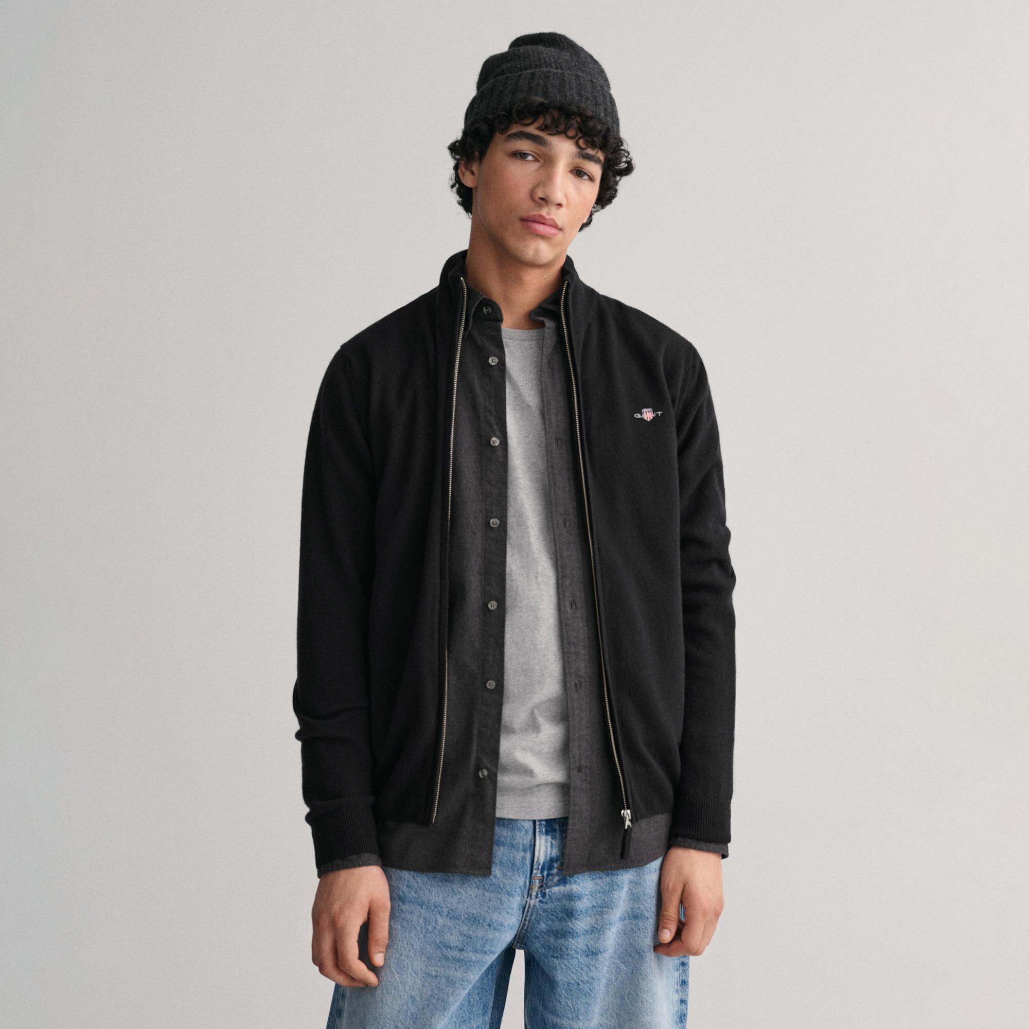 GANT Erkek Siyah Regular Fit  Yün Hırka