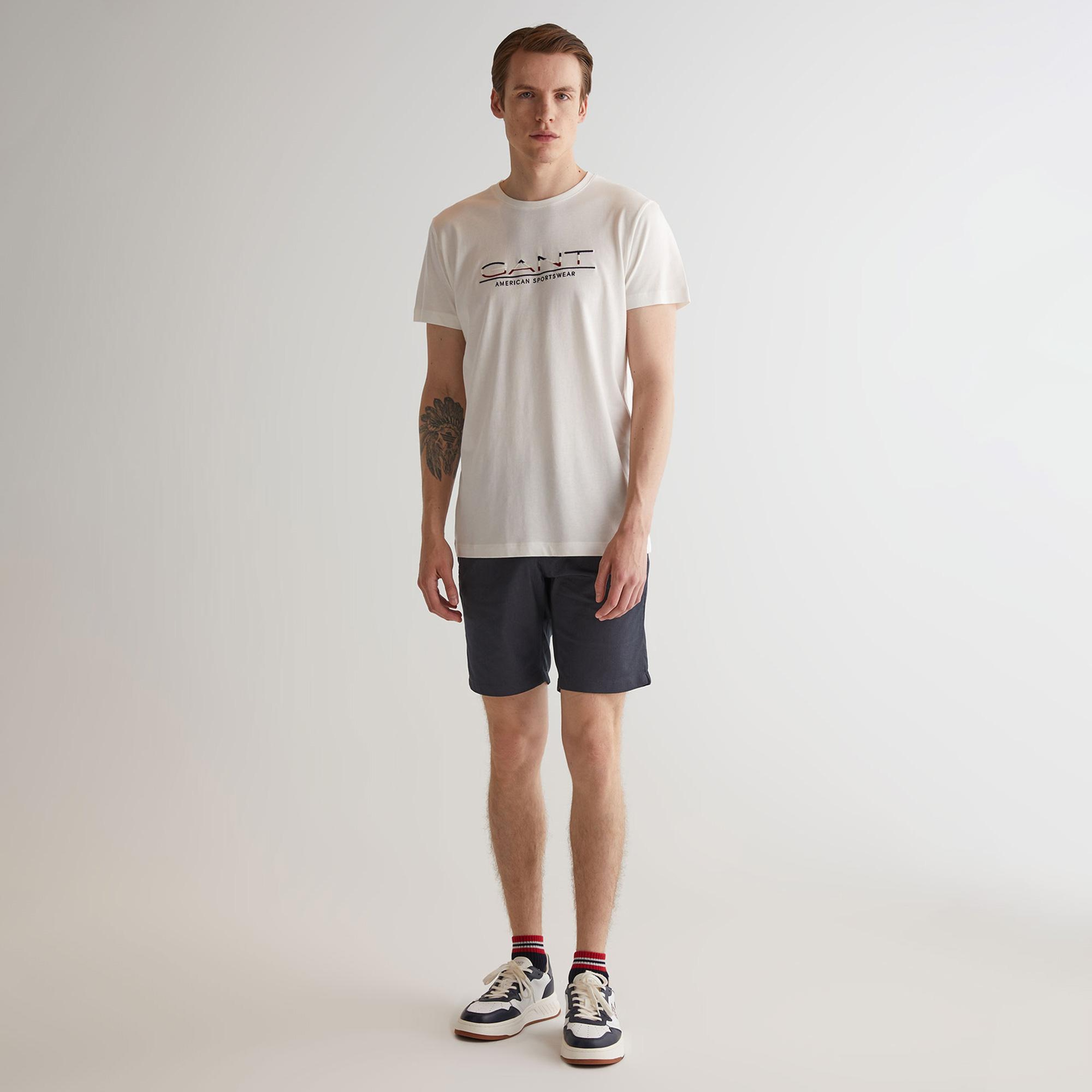 GANT Erkek Gri Slim Fit Şort