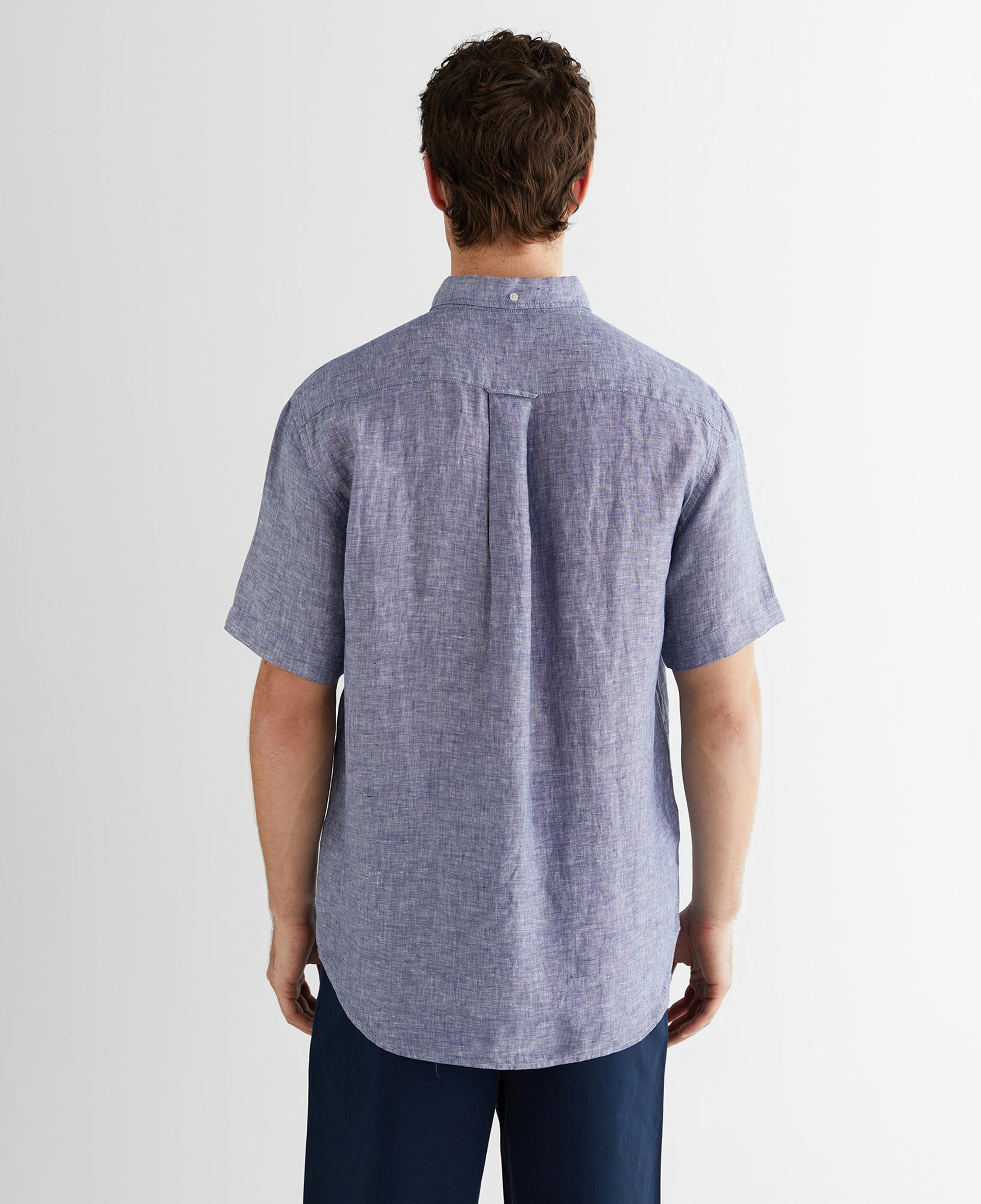 GANT Erkek Mavi Regular Fit Klasik Yaka Keten Gömlek