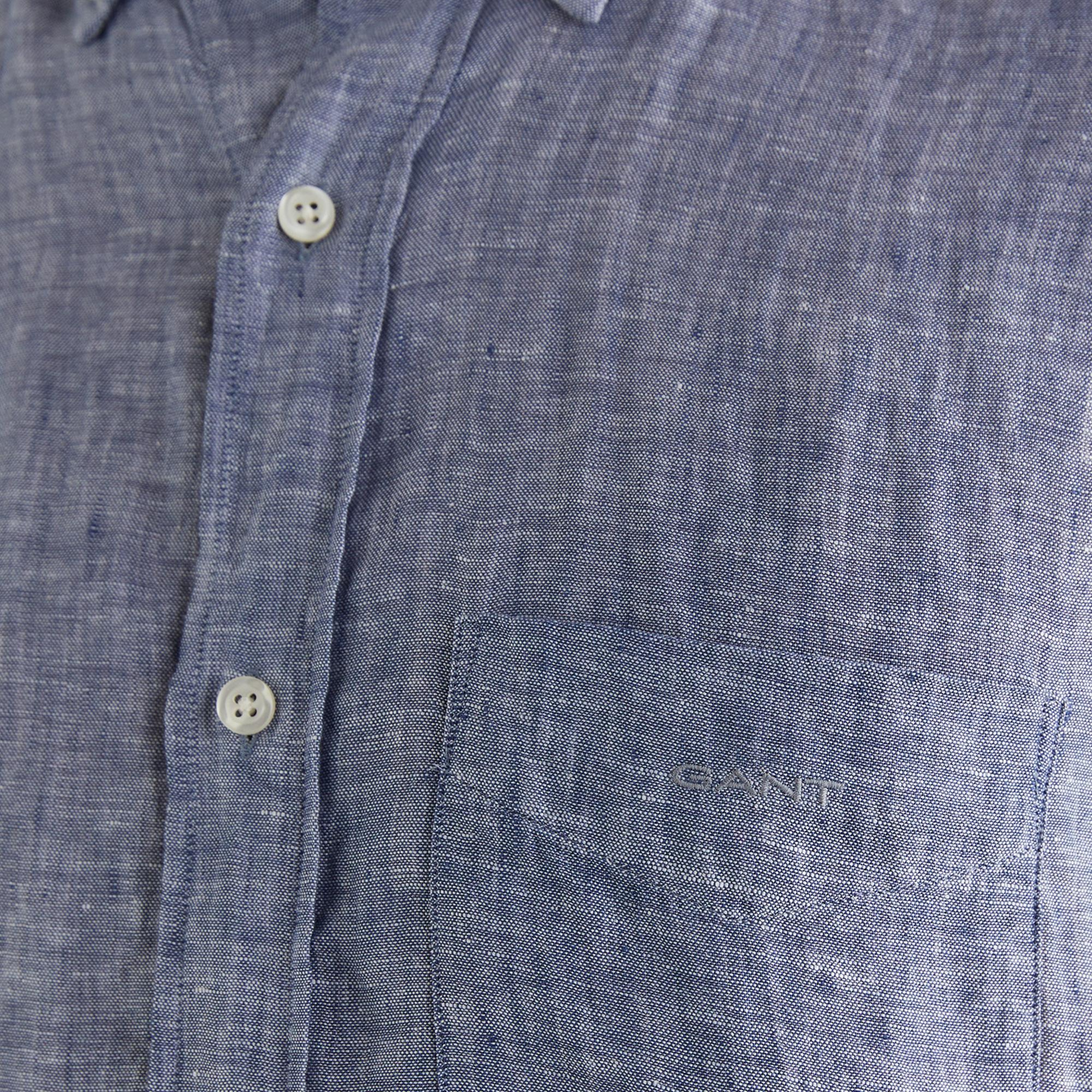 GANT Erkek Mavi Regular Fit Klasik Yaka Keten Gömlek