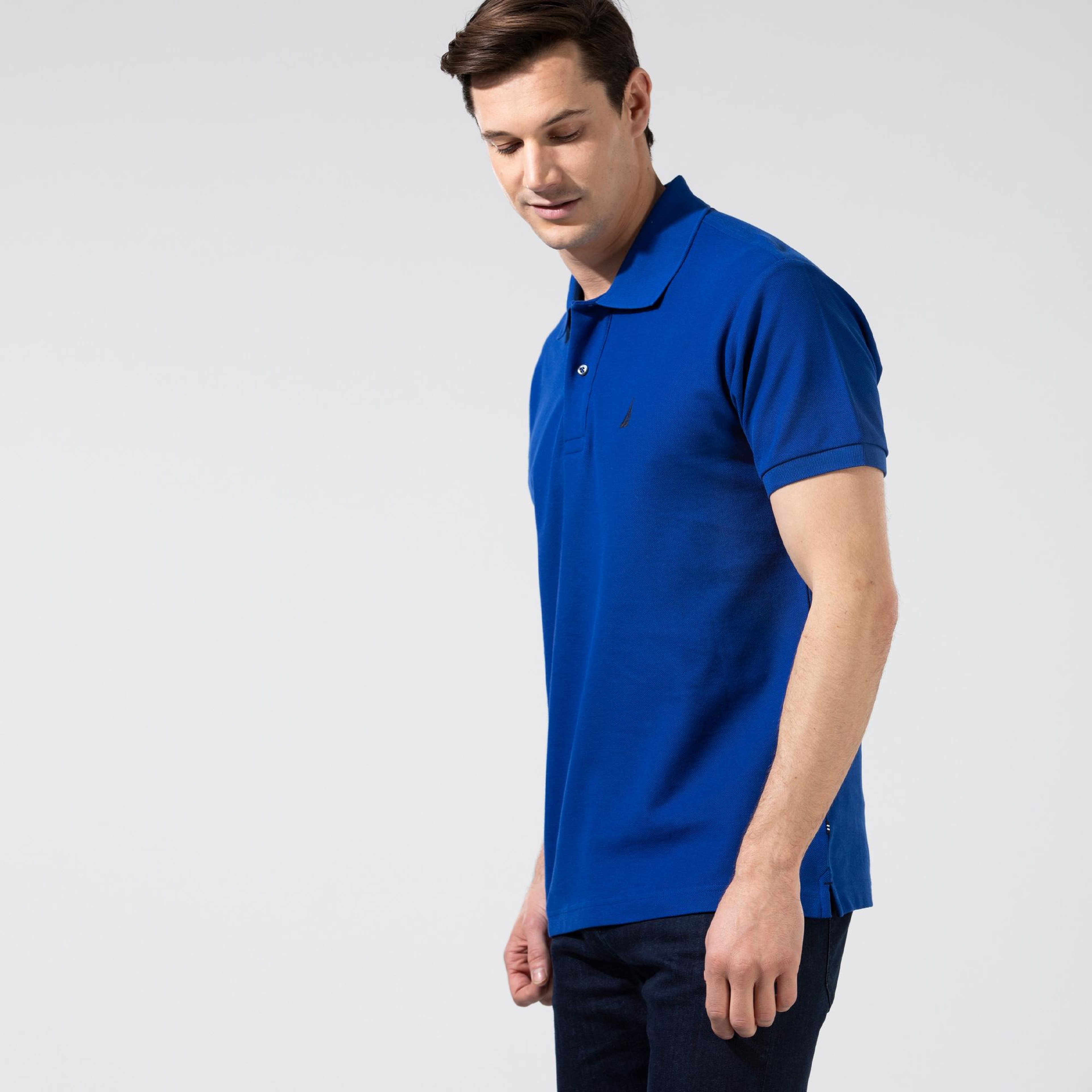 Nautica Erkek Classic Fit Mavi Kısa Kollu Polo Yaka T-Shirt