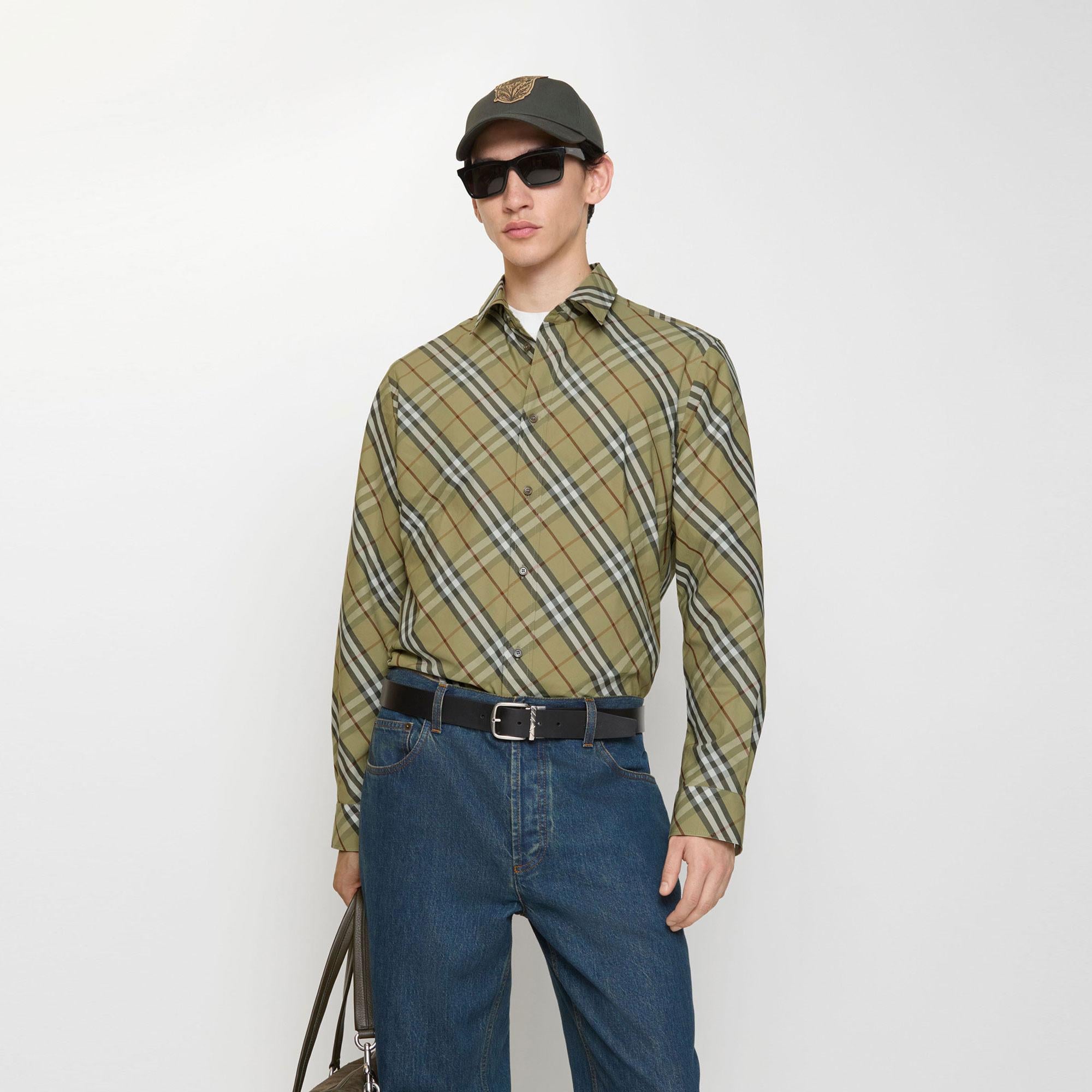 Burberry Robert Check Erkek Haki Gömlek