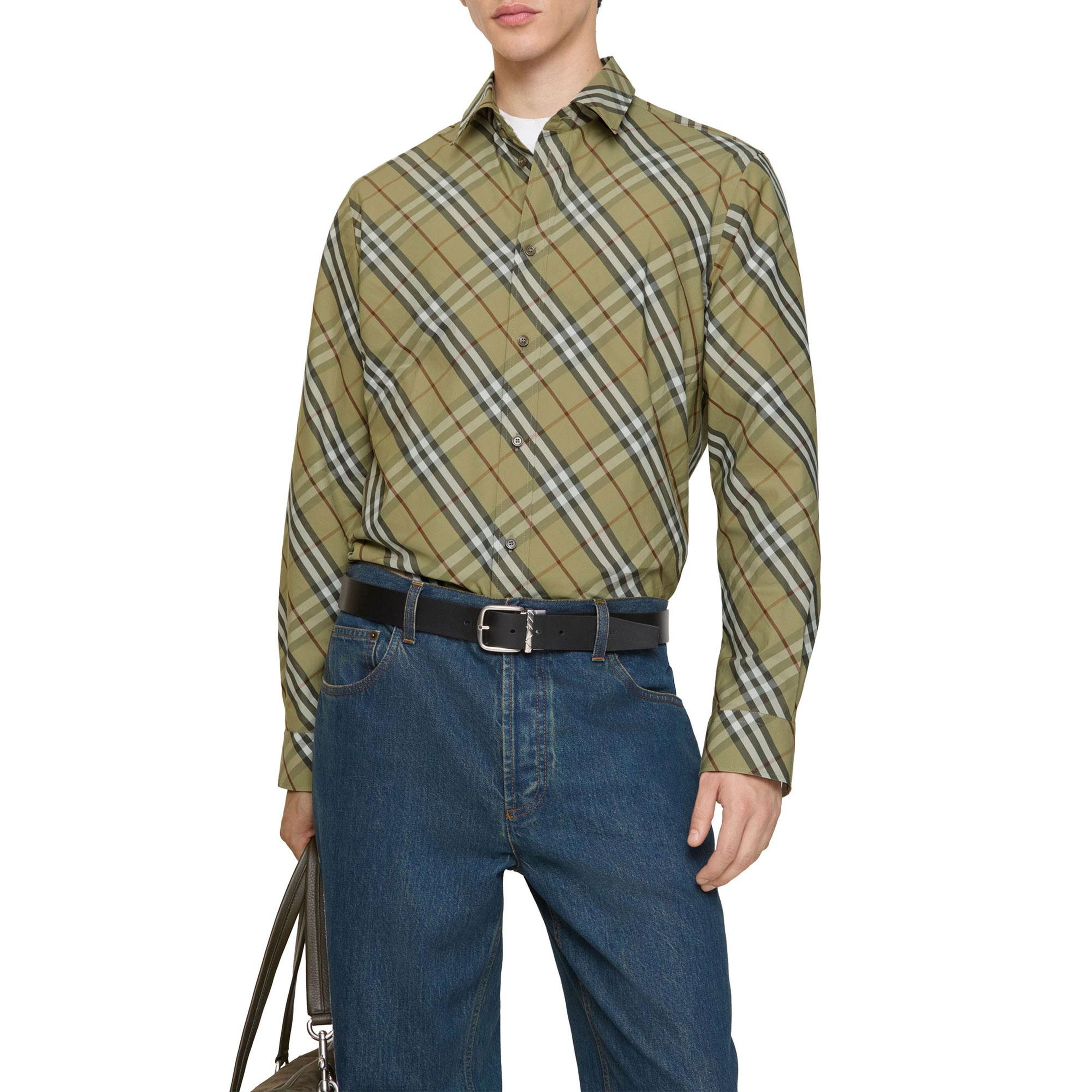 Burberry Robert Check Erkek Haki Gömlek