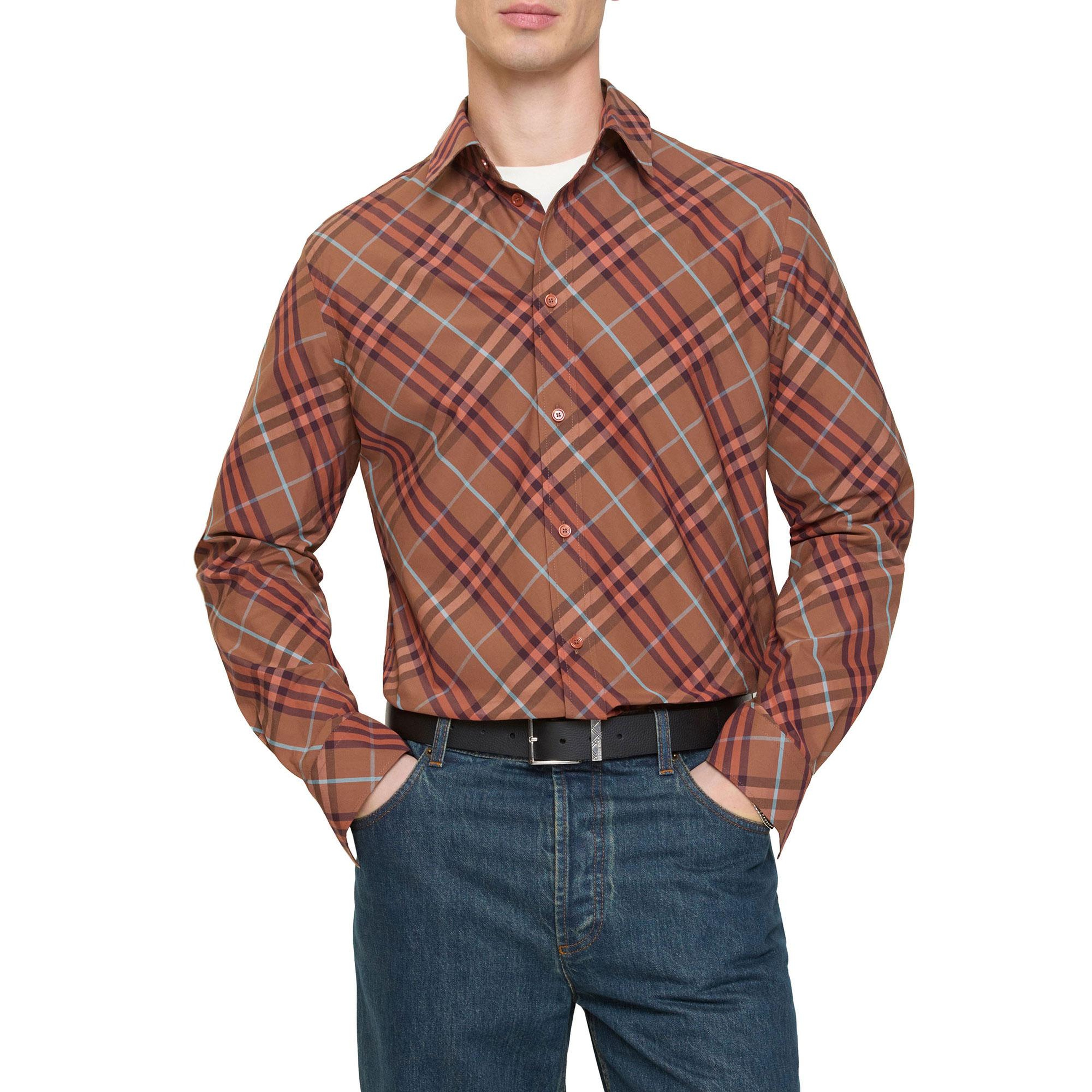 Burberry Robert Check Erkek Turuncu Gömlek