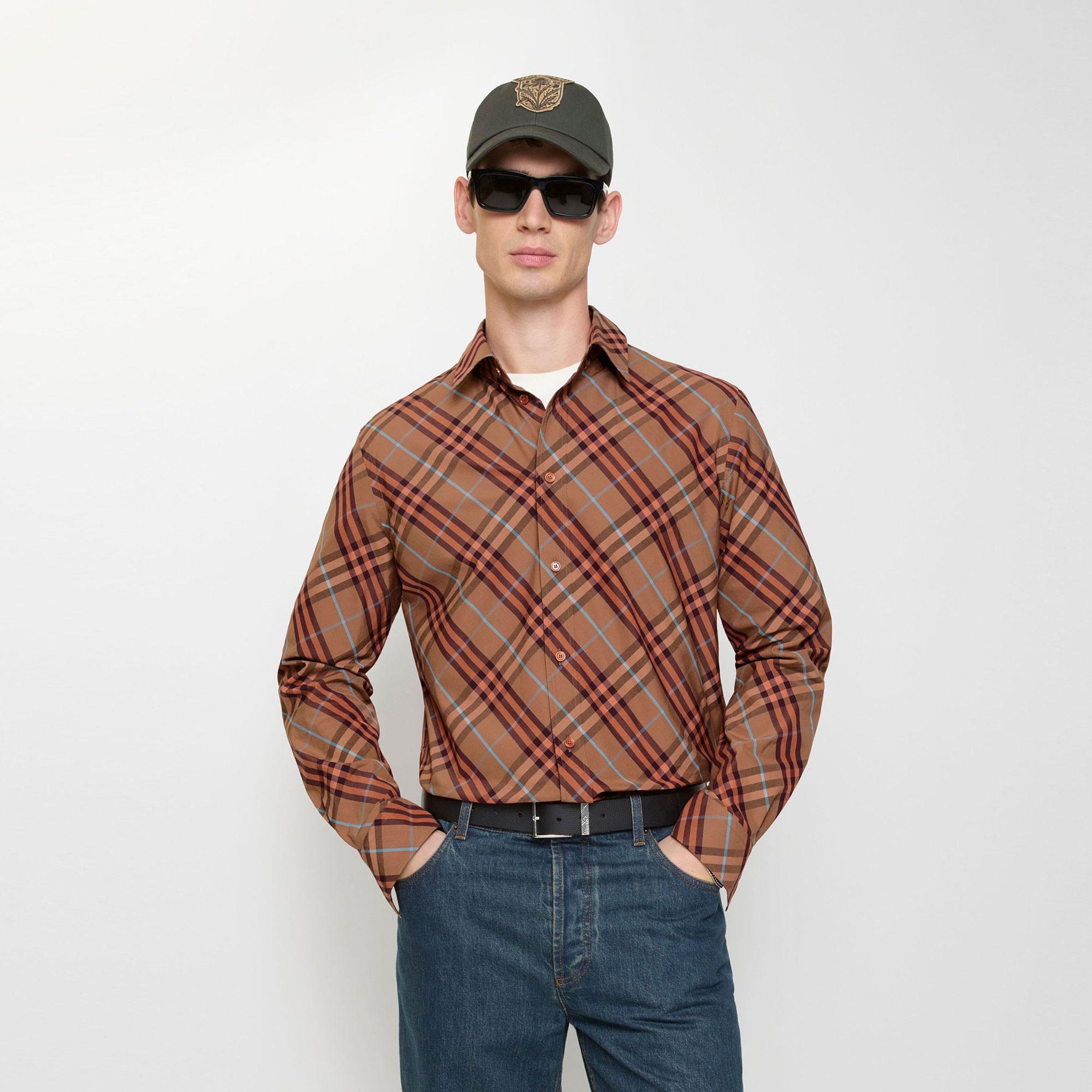 Burberry Robert Check Erkek Turuncu Gömlek