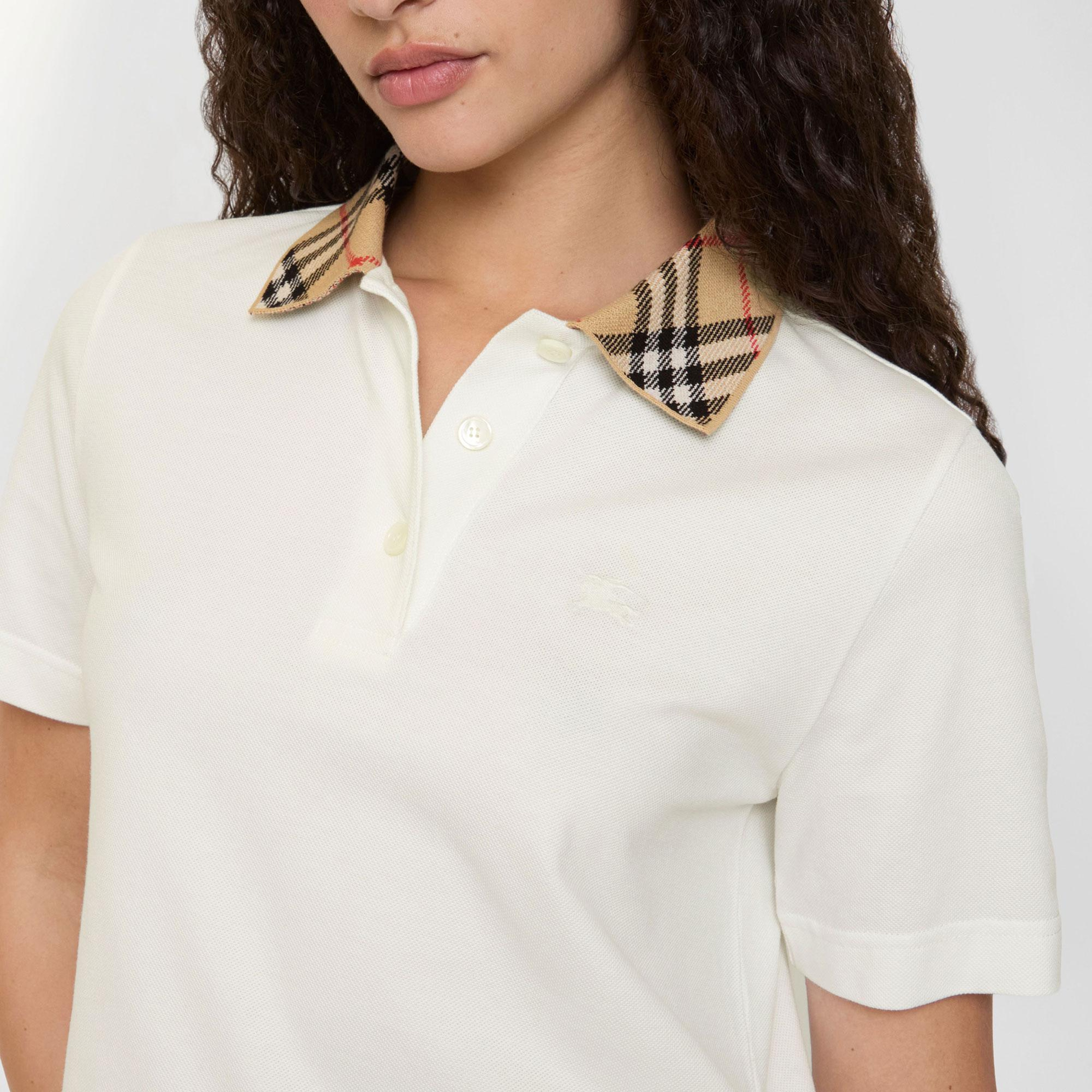Burberry Imogen Check Kadın Beyaz Polo