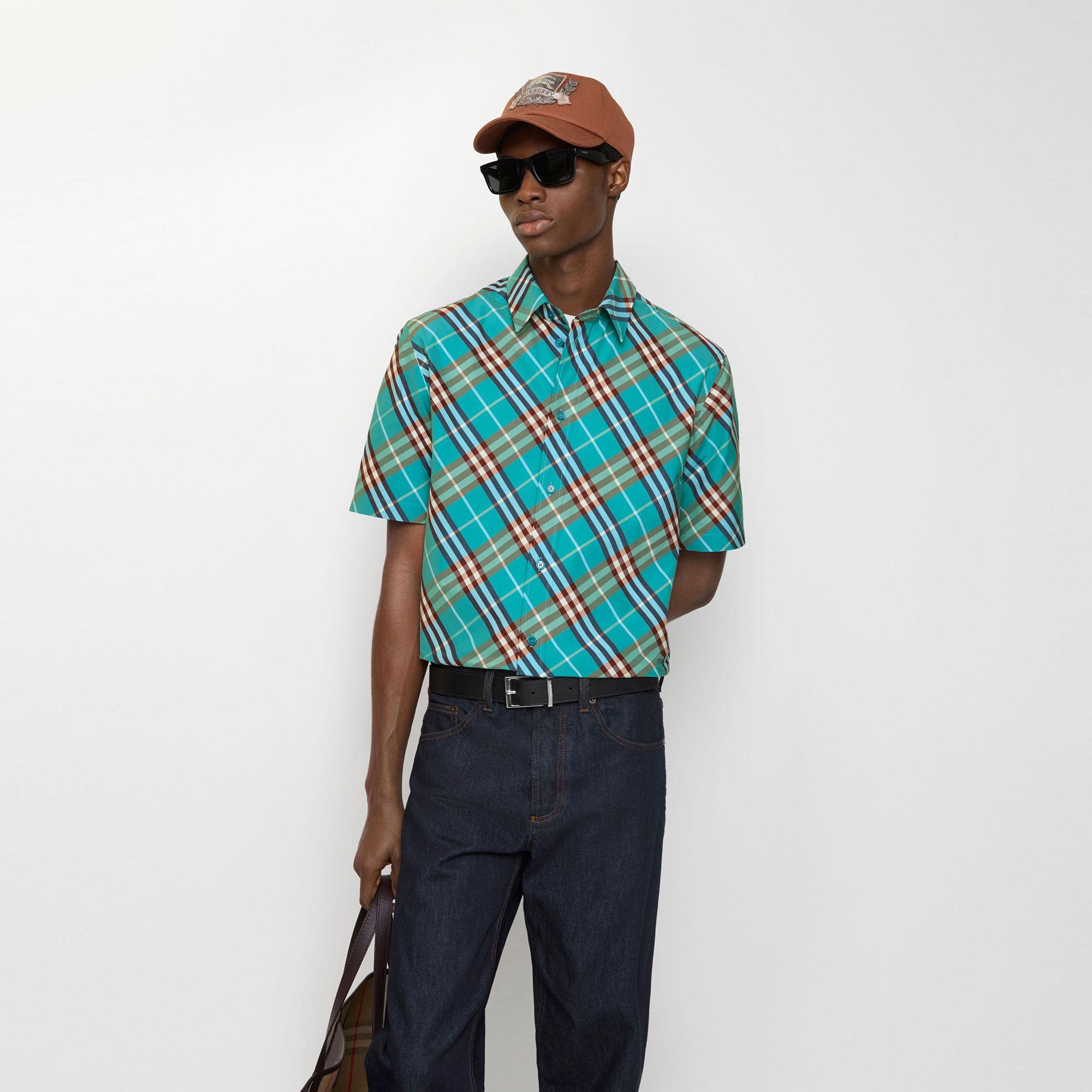 Burberry Robert Check Erkek Mavi Gömlek