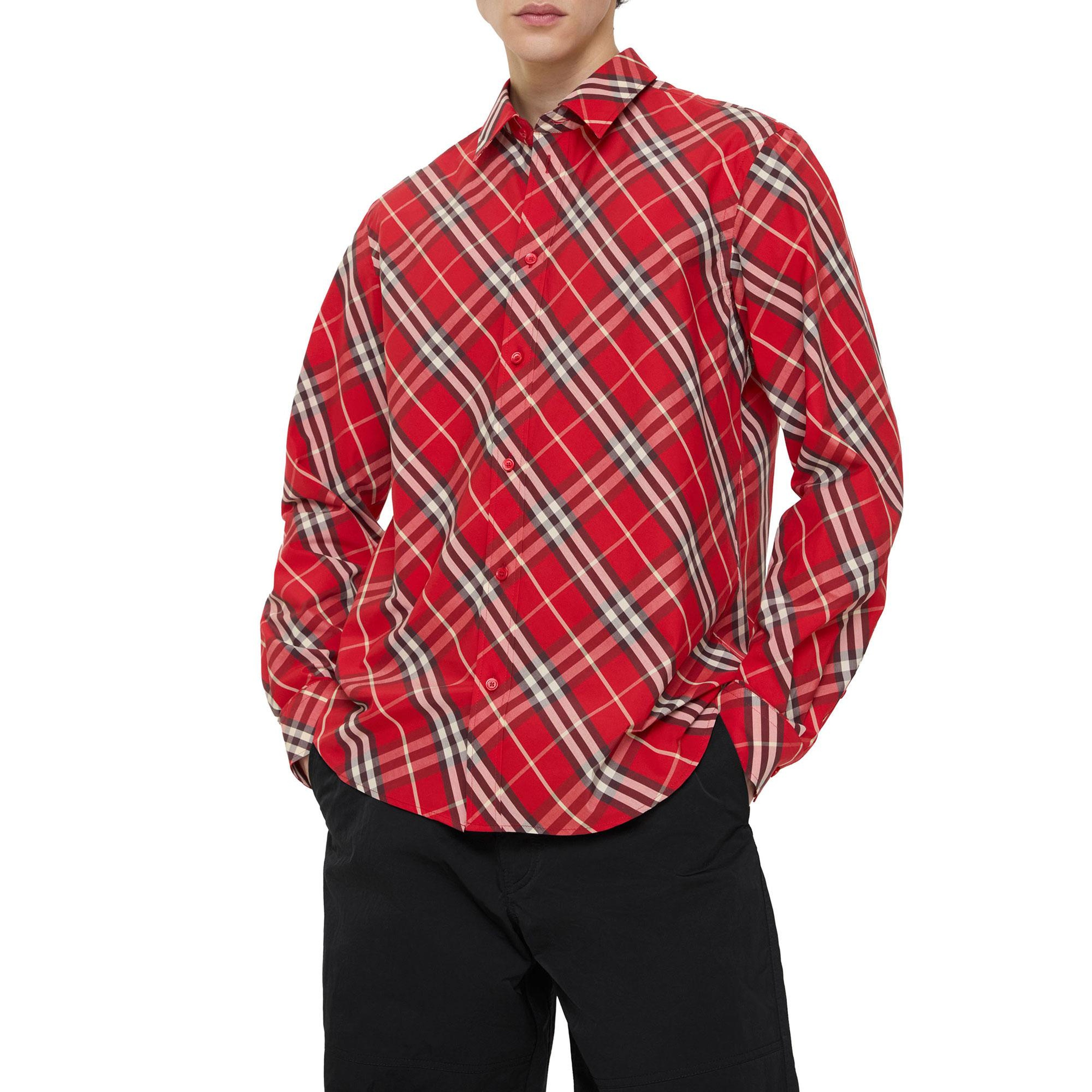 Burberry Robert Check Erkek Kırmızı Gömlek