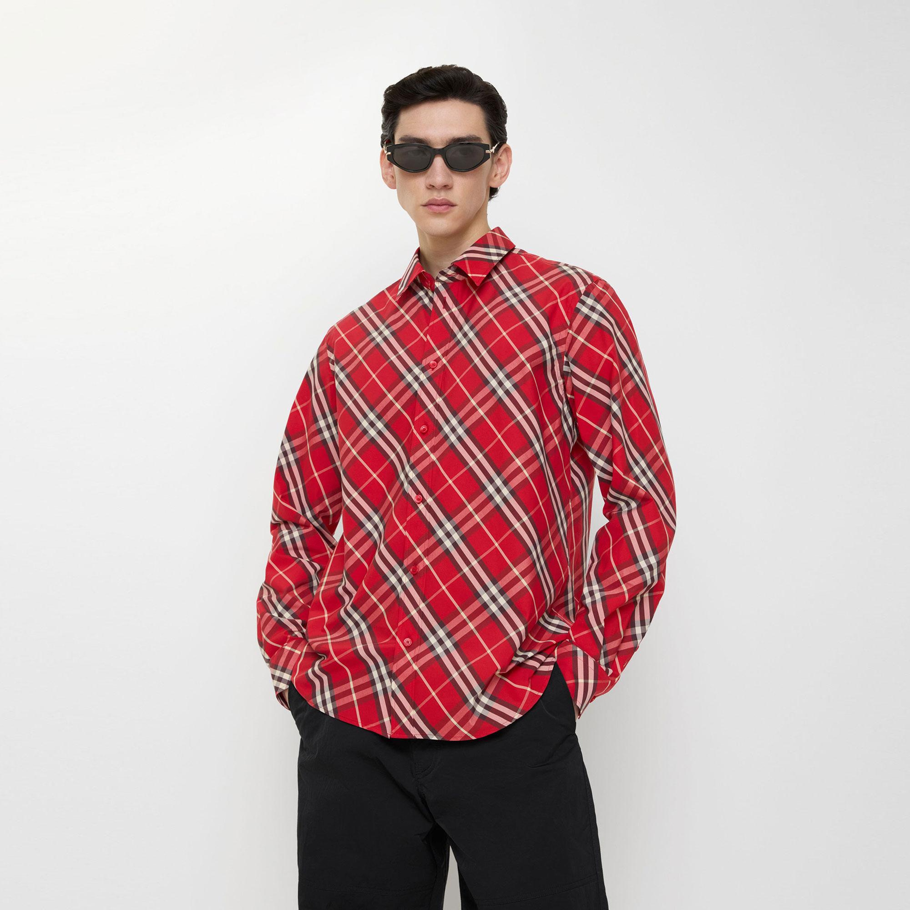 Burberry Robert Check Erkek Kırmızı Gömlek