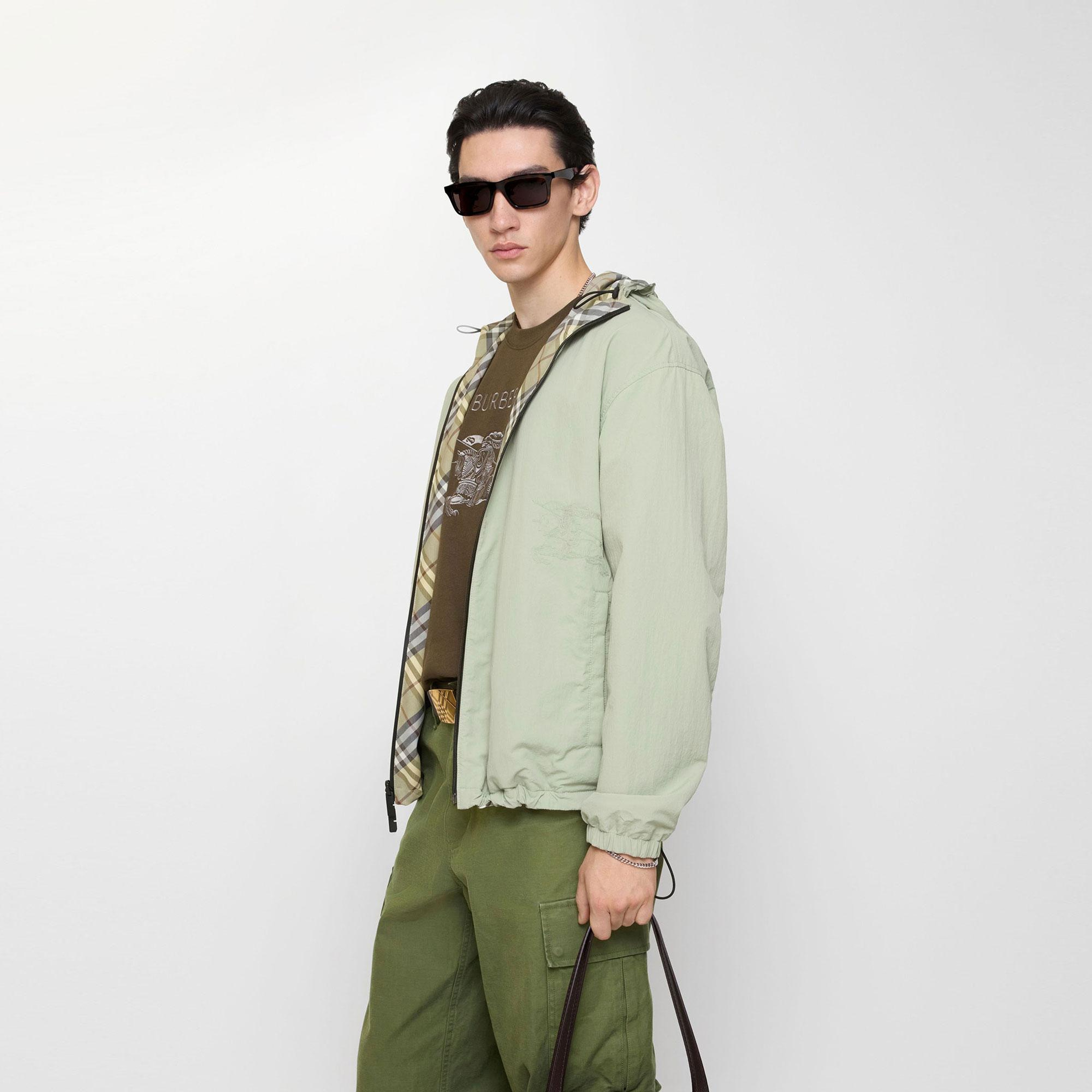 Burberry Trafford Check Erkek Haki Yağmurluk