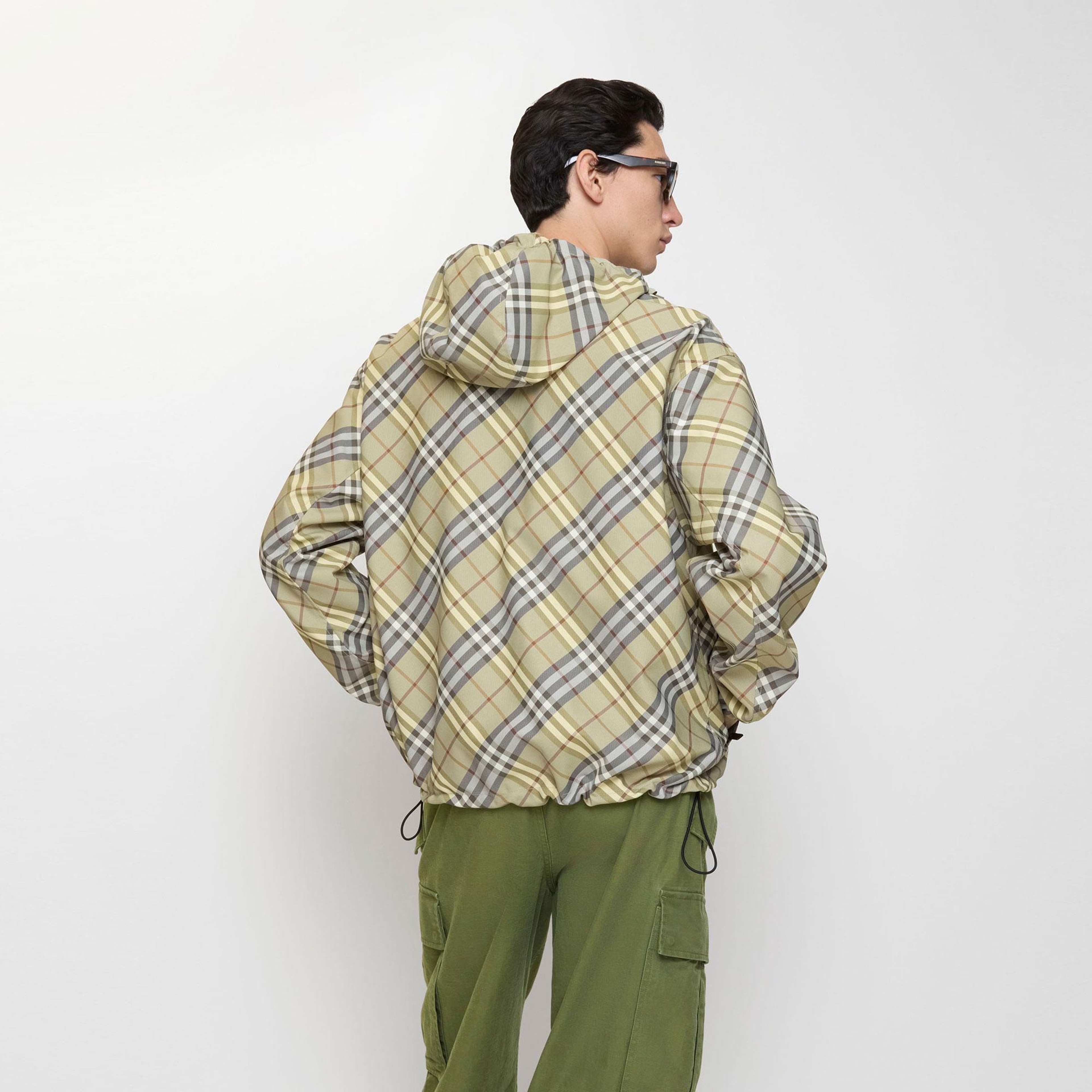 Burberry Trafford Check Erkek Haki Yağmurluk