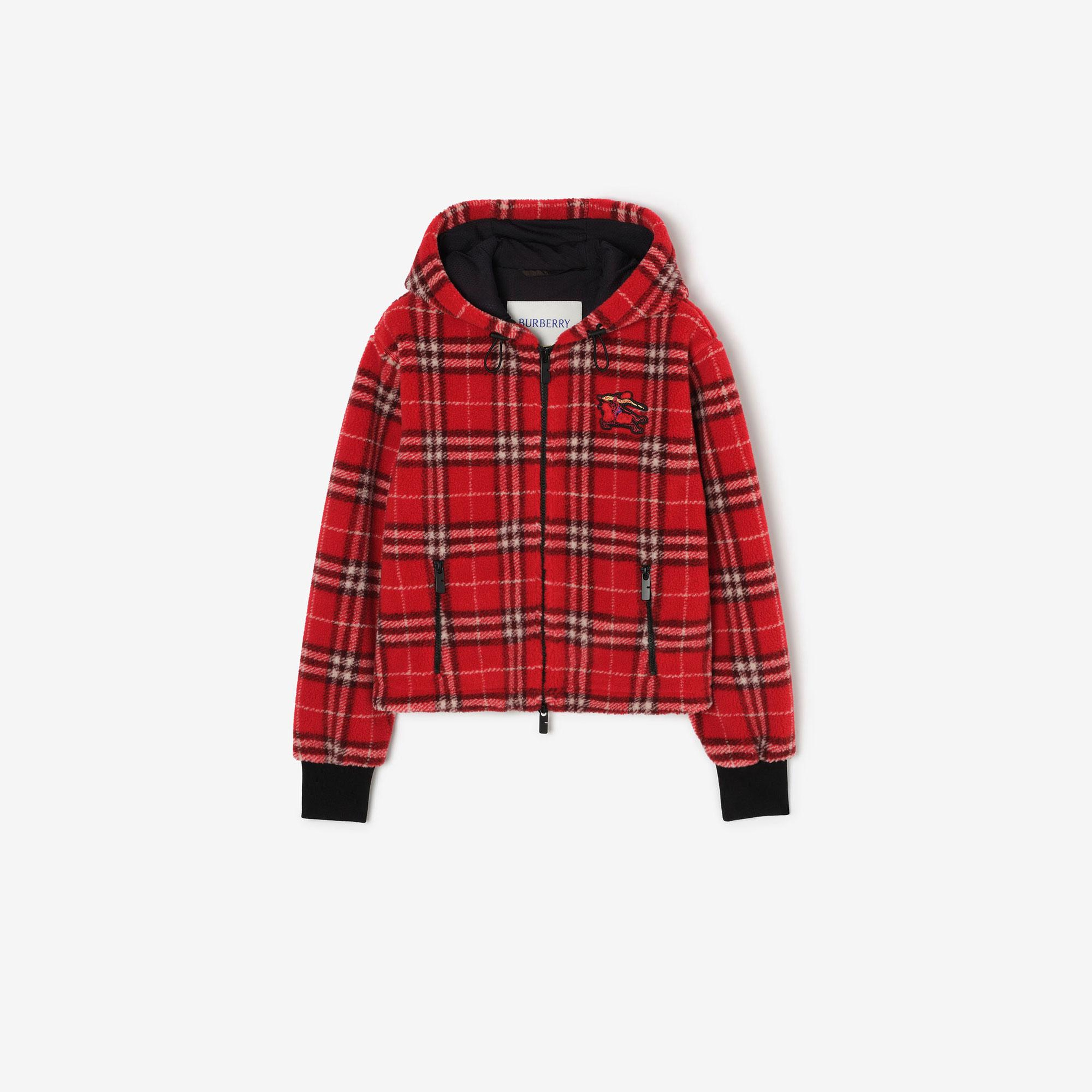 Burberry Fiona Check Kadın Kırmızı Mont