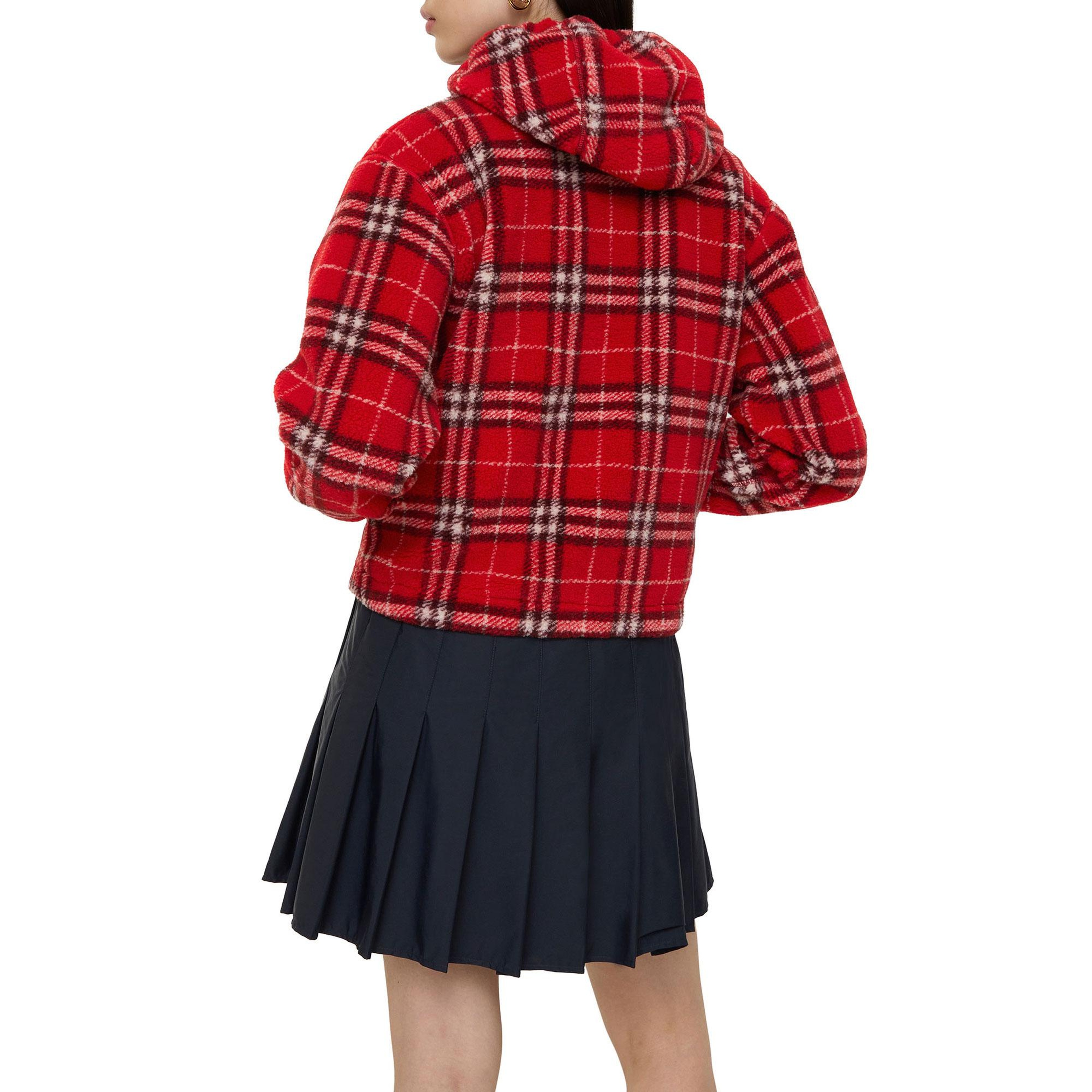 Burberry Fiona Check Kadın Kırmızı Mont