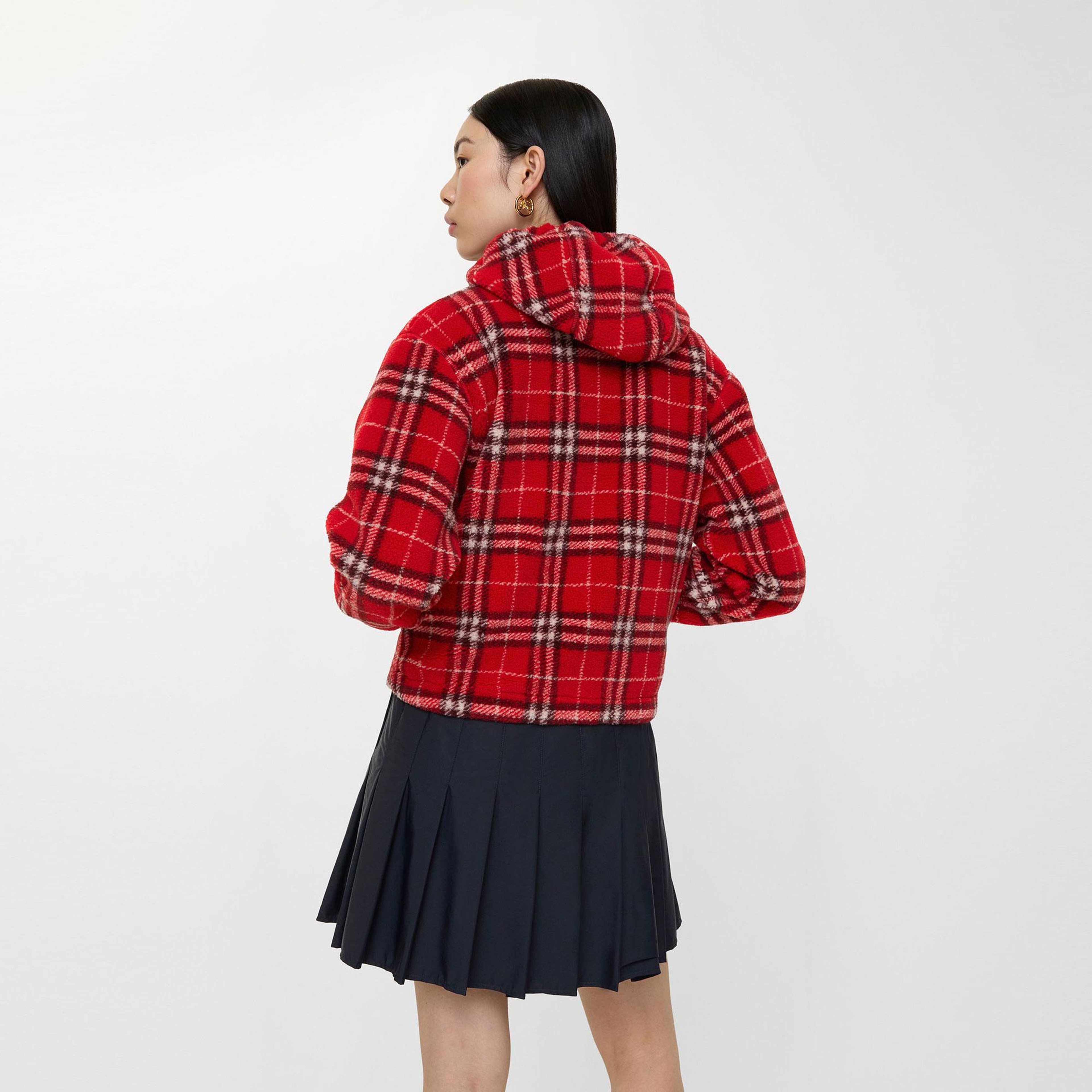 Burberry Fiona Check Kadın Kırmızı Mont