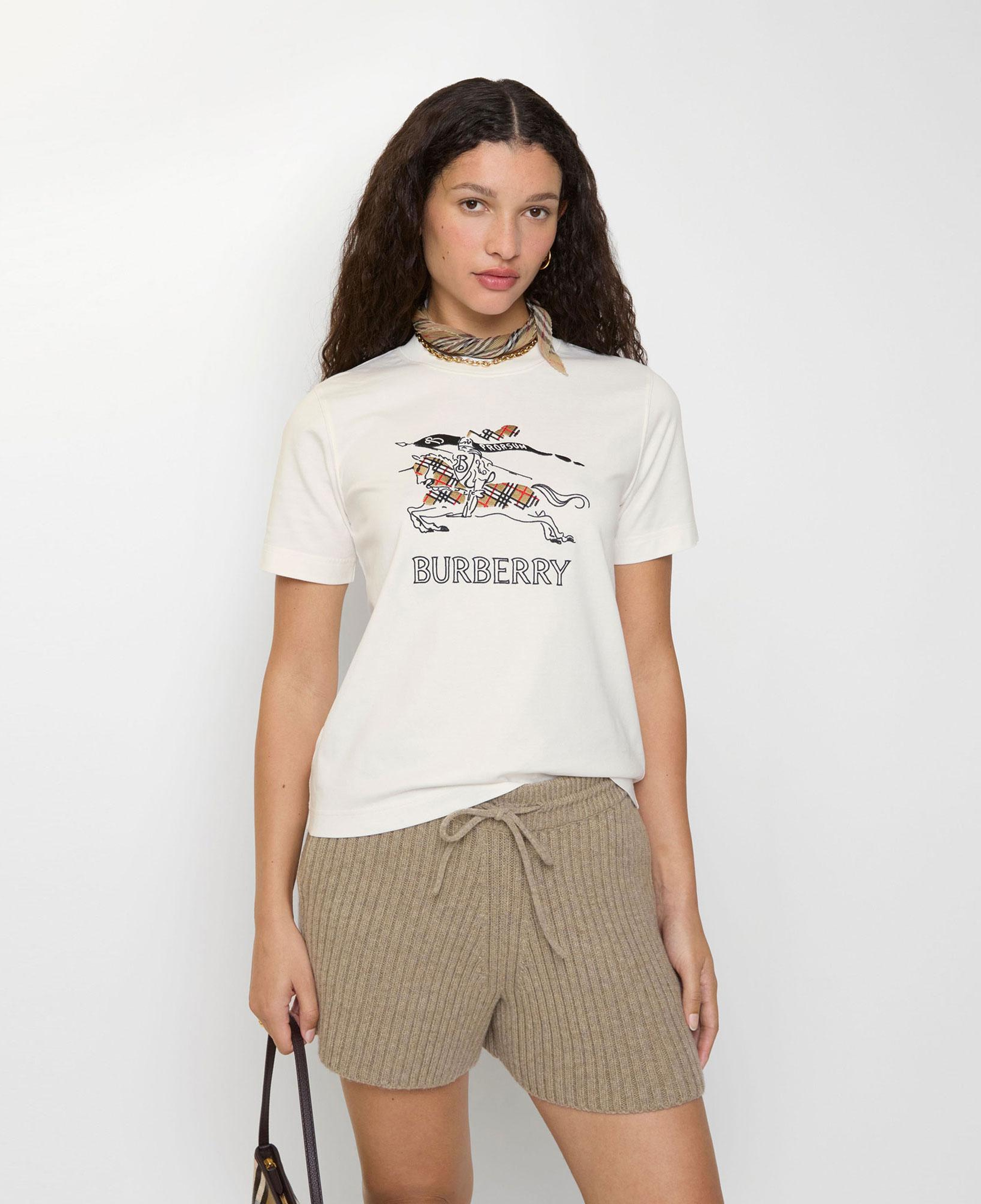 Burberry Frankie Ekd Check Kadın Beyaz T-Shirt