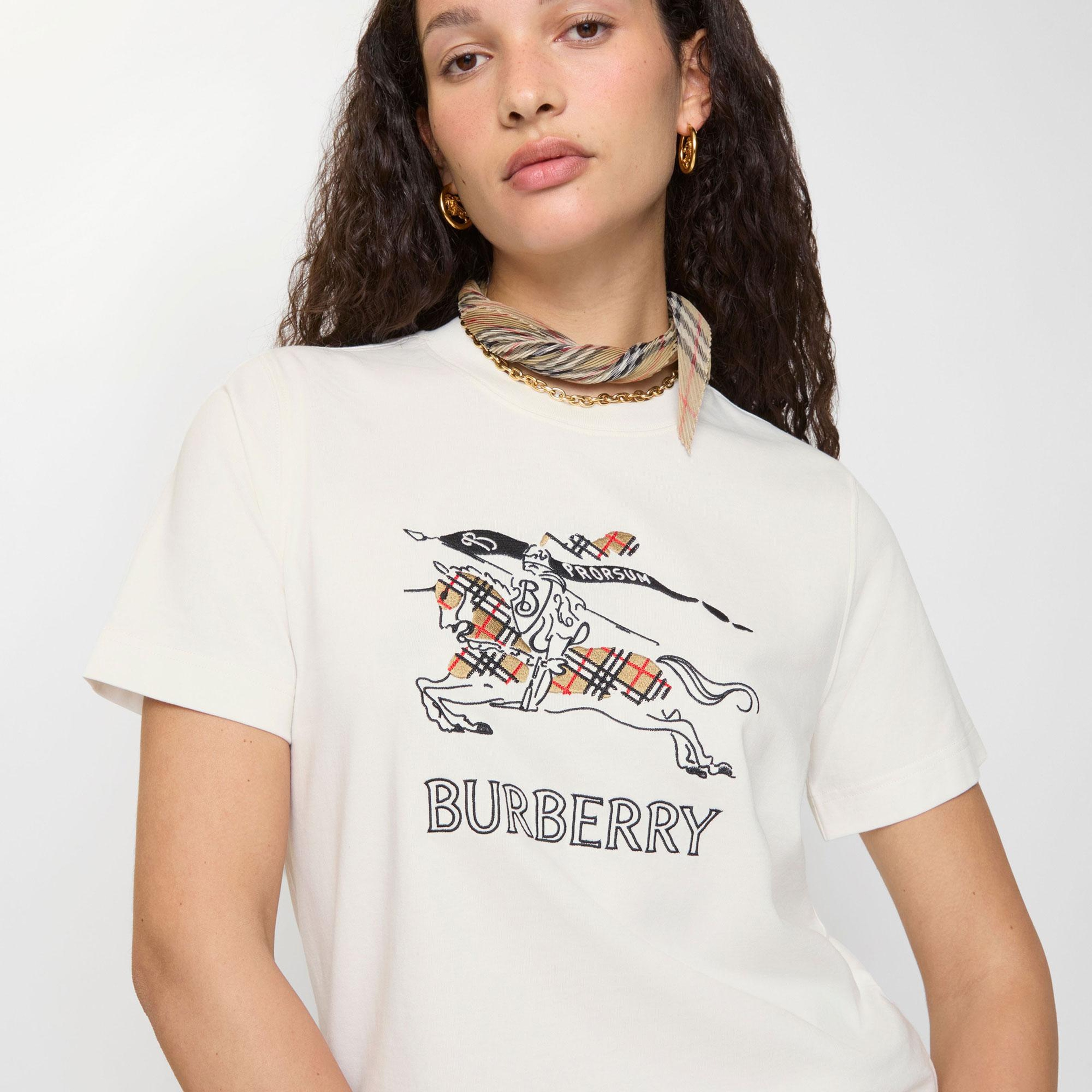 Burberry Frankie Ekd Check Kadın Beyaz T-Shirt