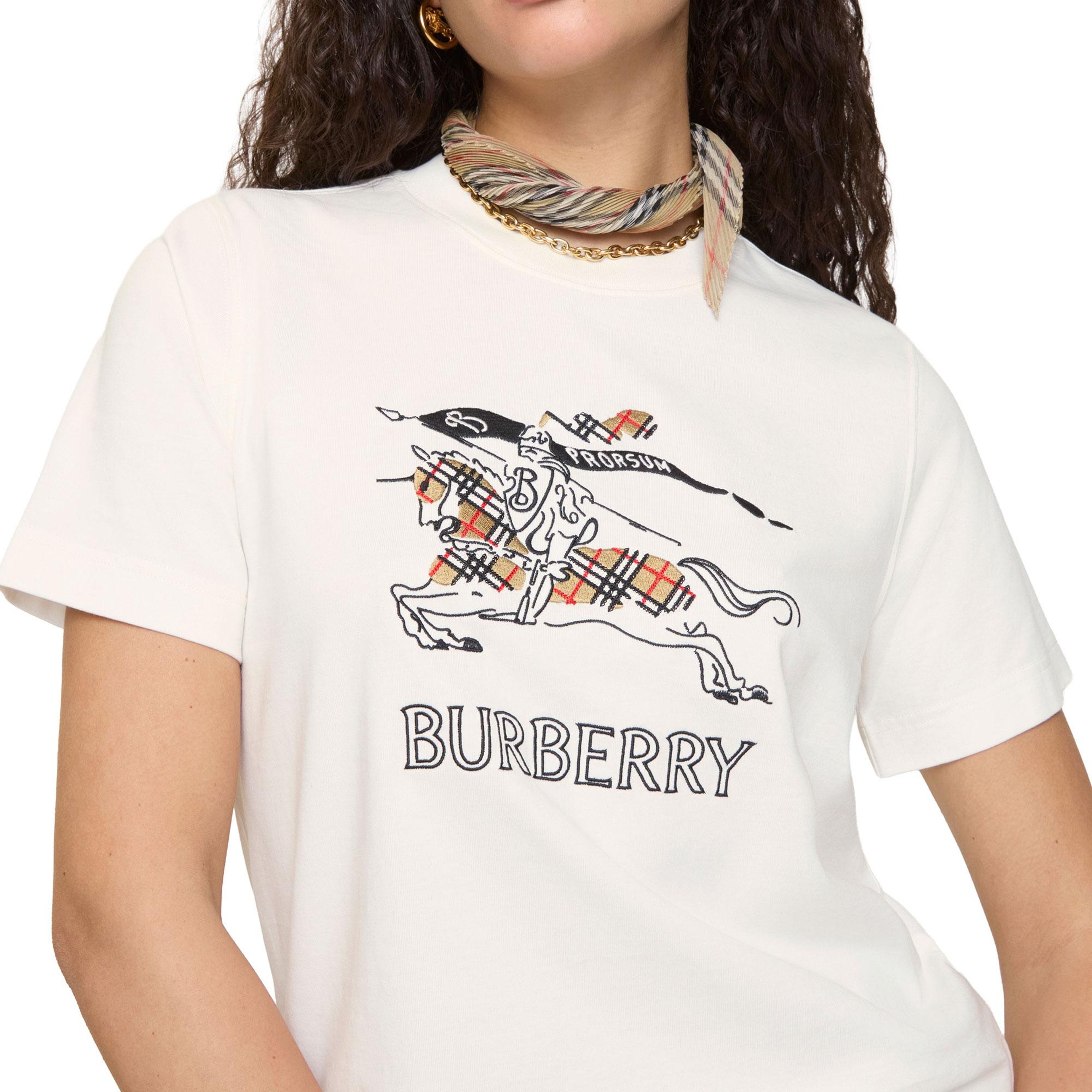 Burberry Frankie Ekd Check Kadın Beyaz T-Shirt