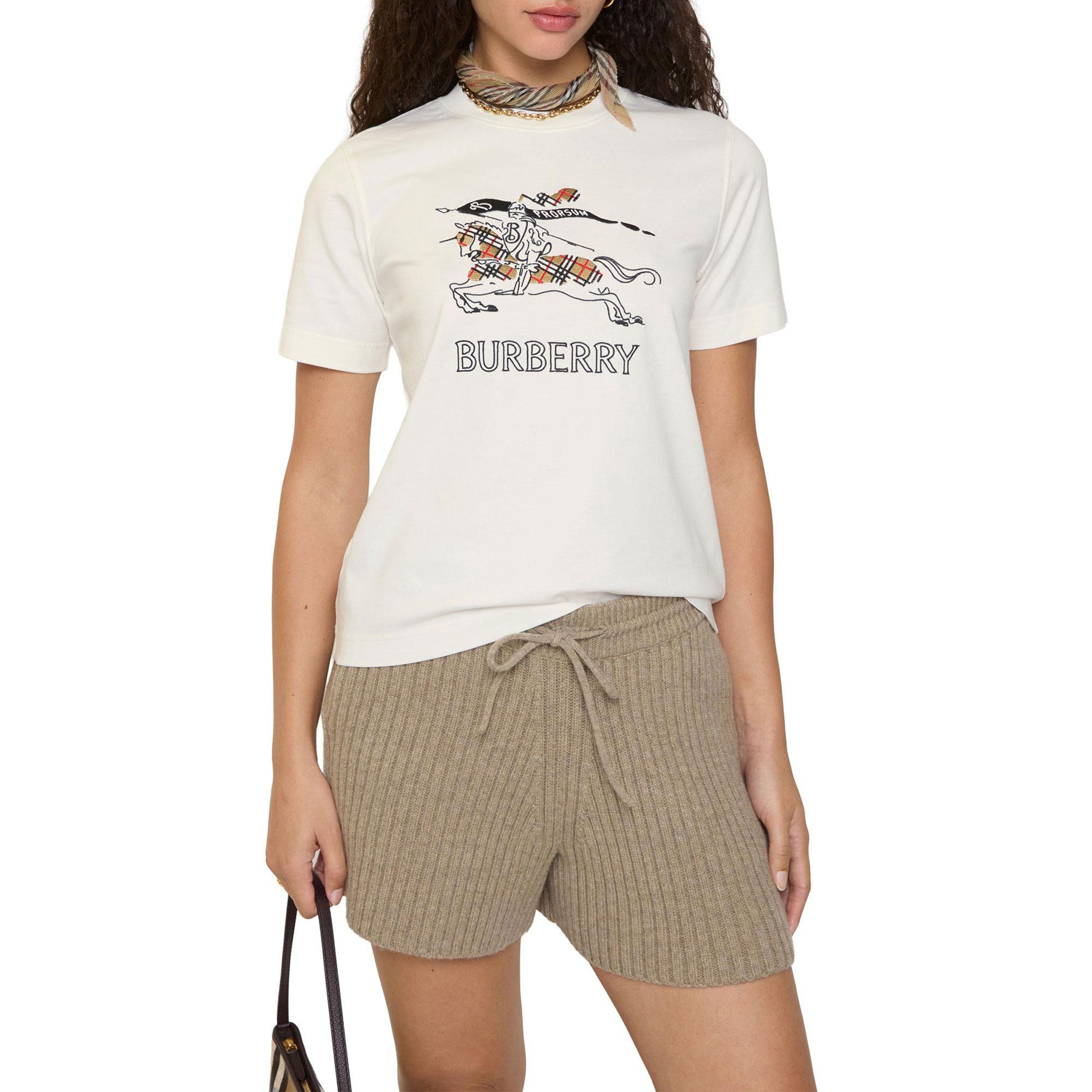 Burberry Frankie Ekd Check Kadın Beyaz T-Shirt