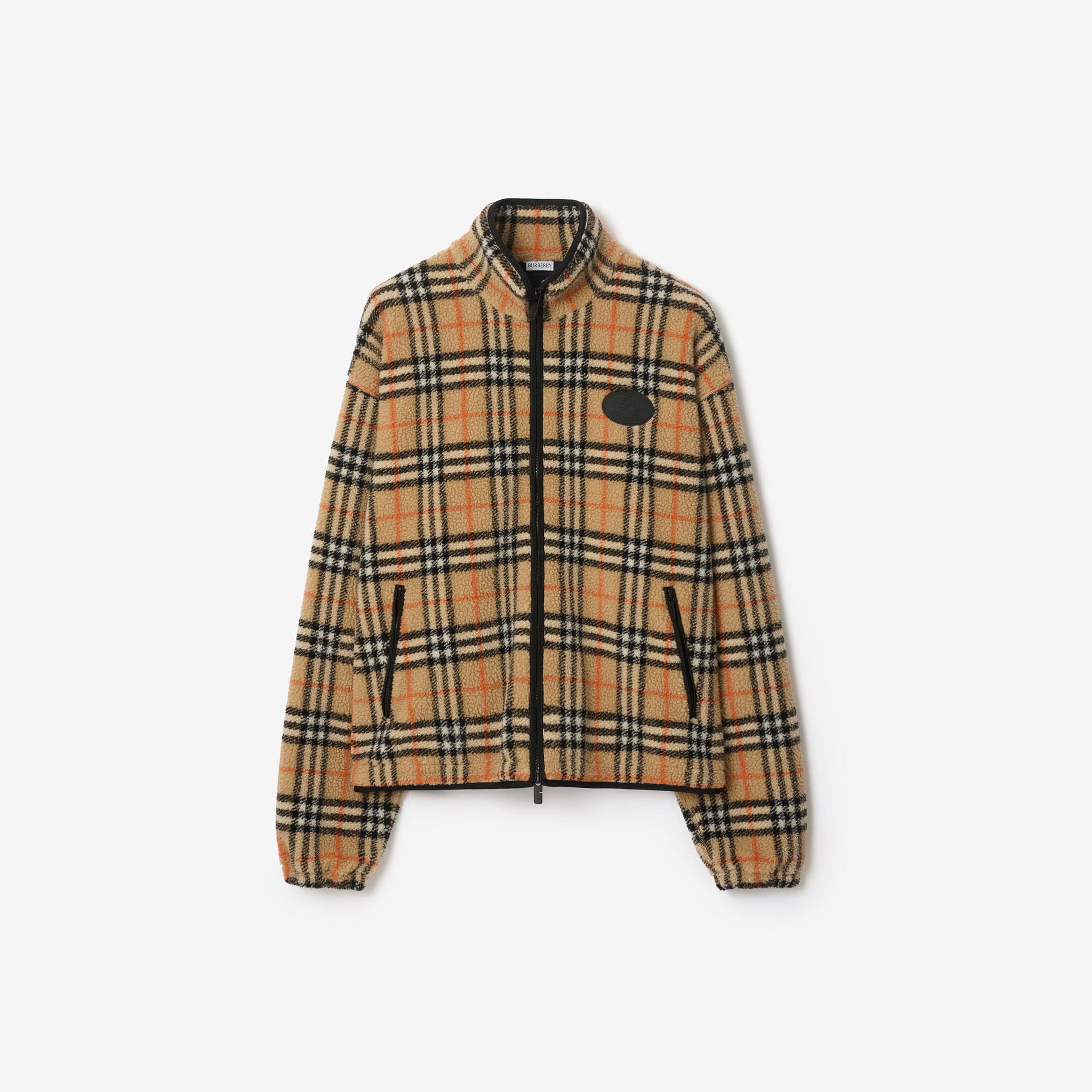 Burberry Fairfax Check Erkek Bej Polar Ceket