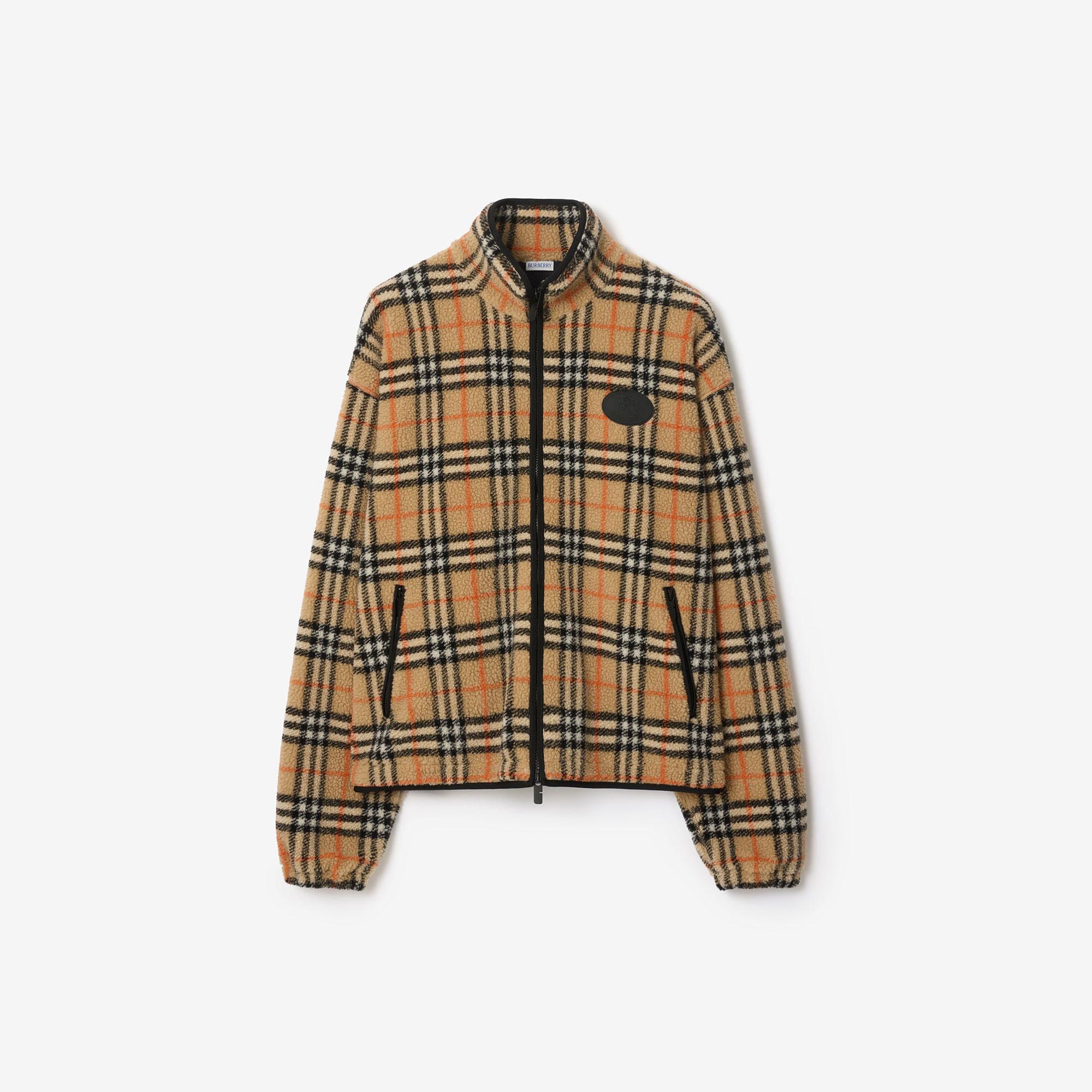 Burberry Fairfax Check Erkek Bej Polar Ceket