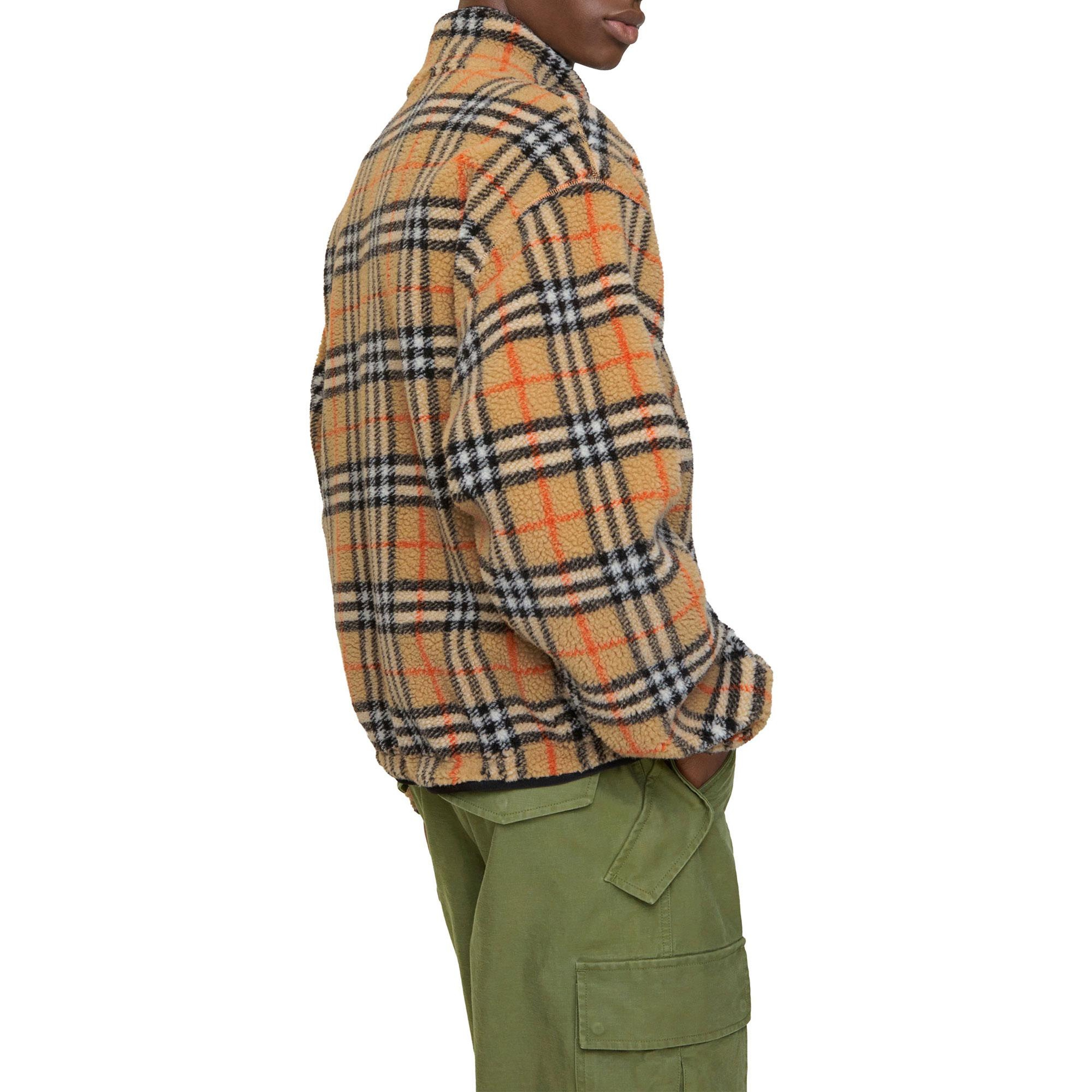 Burberry Fairfax Check Erkek Bej Polar Ceket