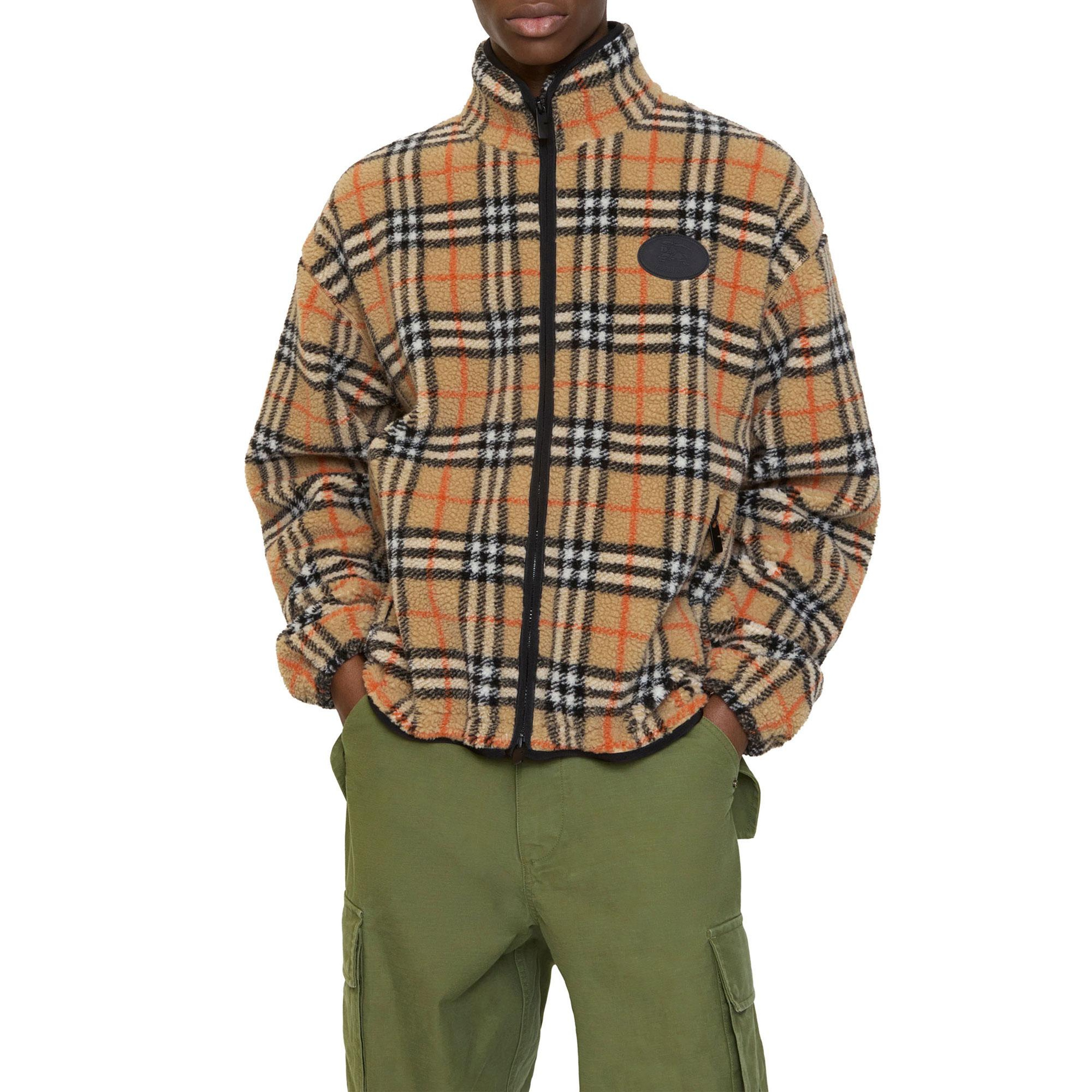 Burberry Fairfax Check Erkek Bej Polar Ceket