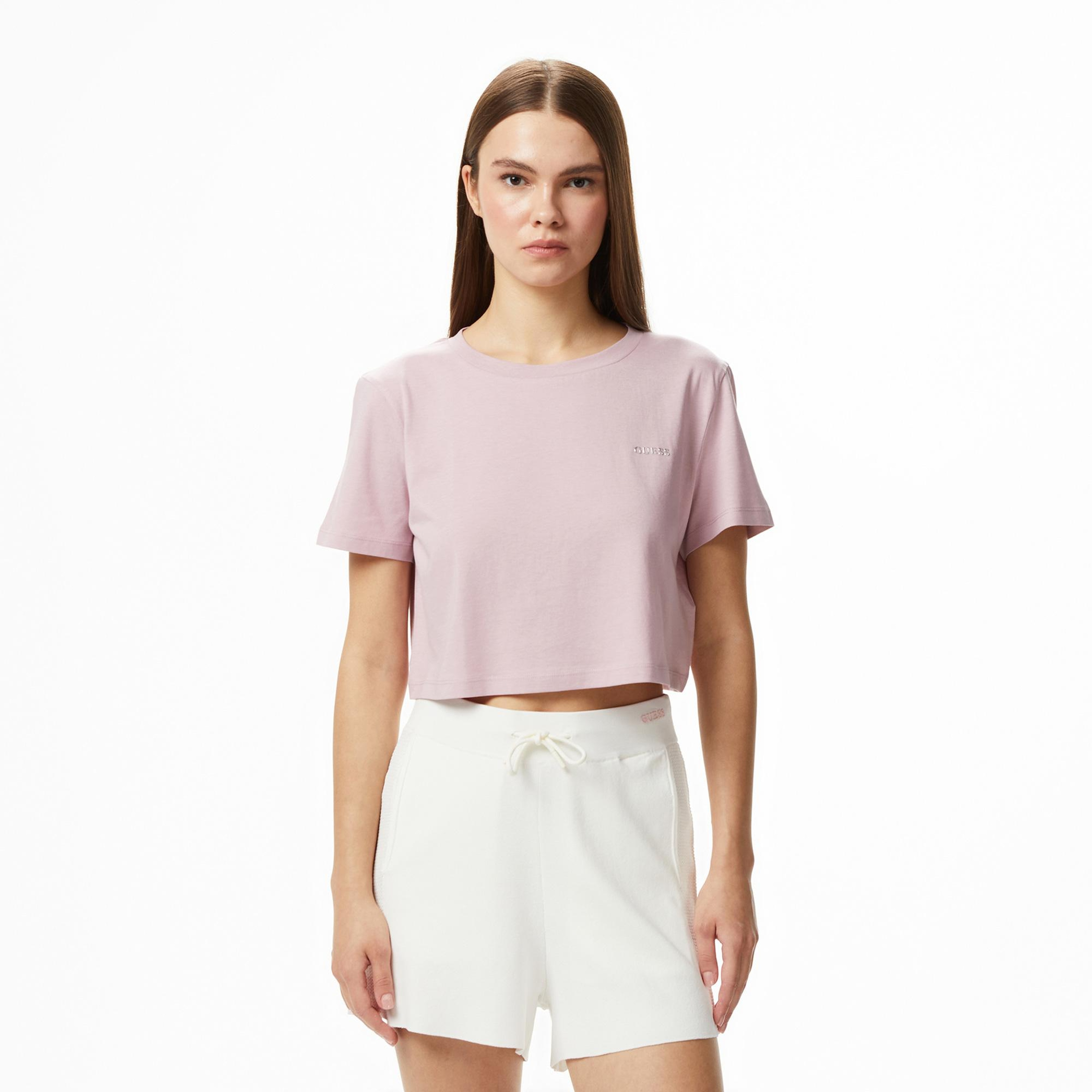 Guess Selene Aktif Boxy Fit Kadın Mor T-Shirt