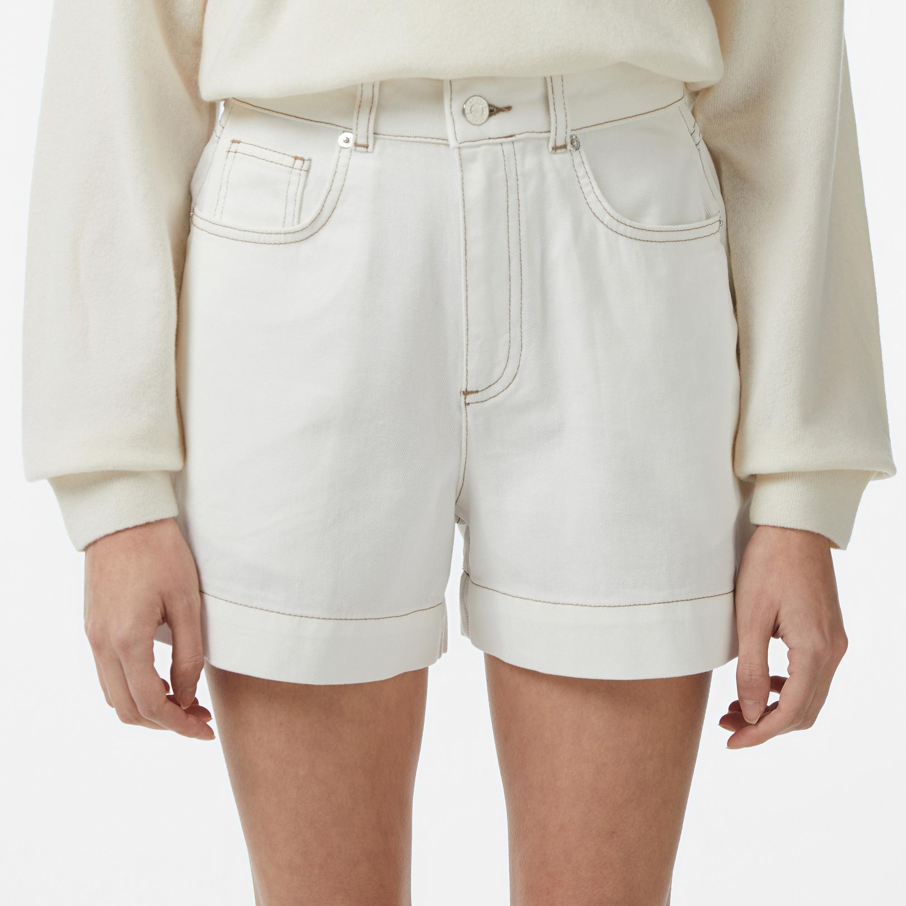 Lacoste Kadın Slim Fit Krem Bermuda Şort