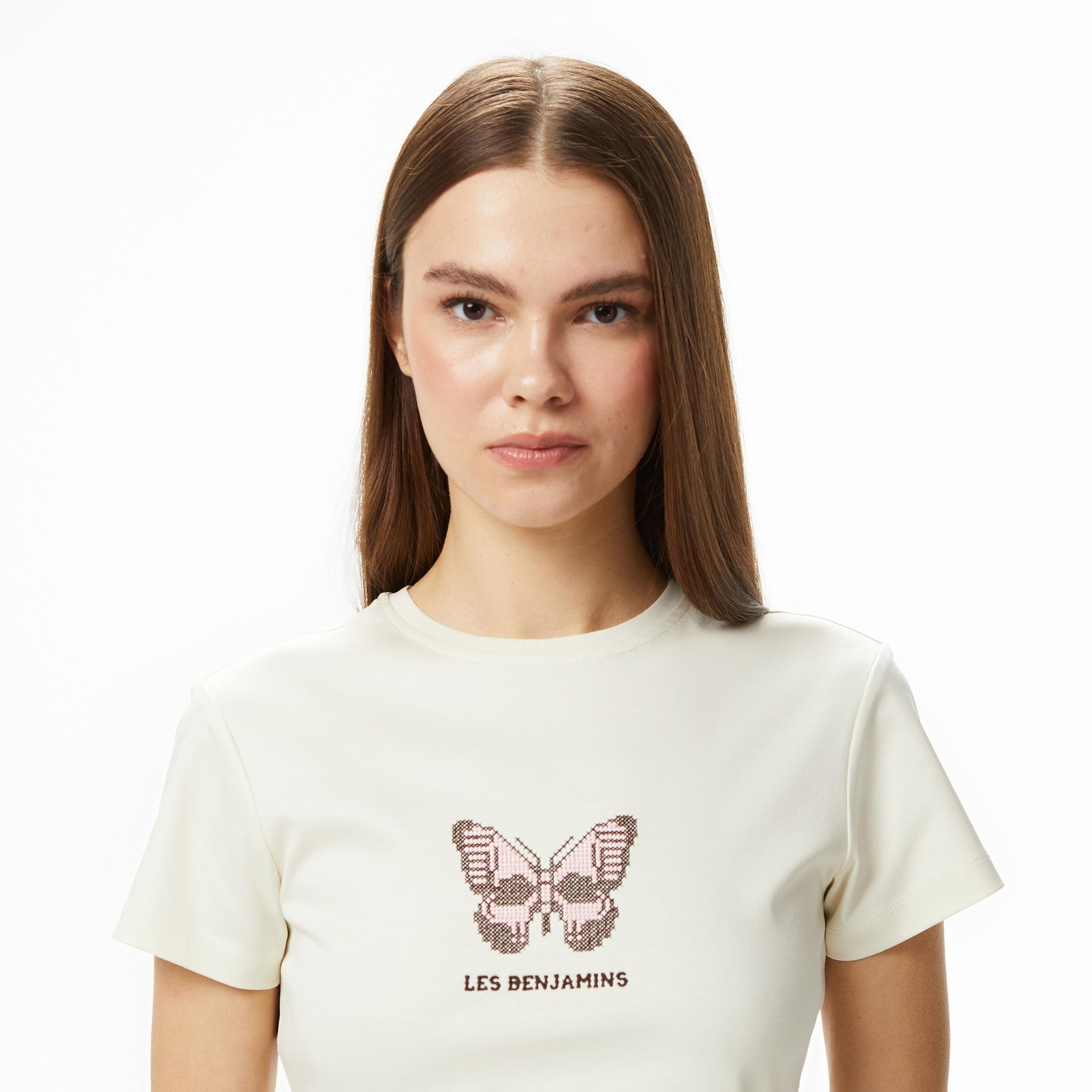 Les Benjamins 015 Kadın Krem Rengi T-Shirt