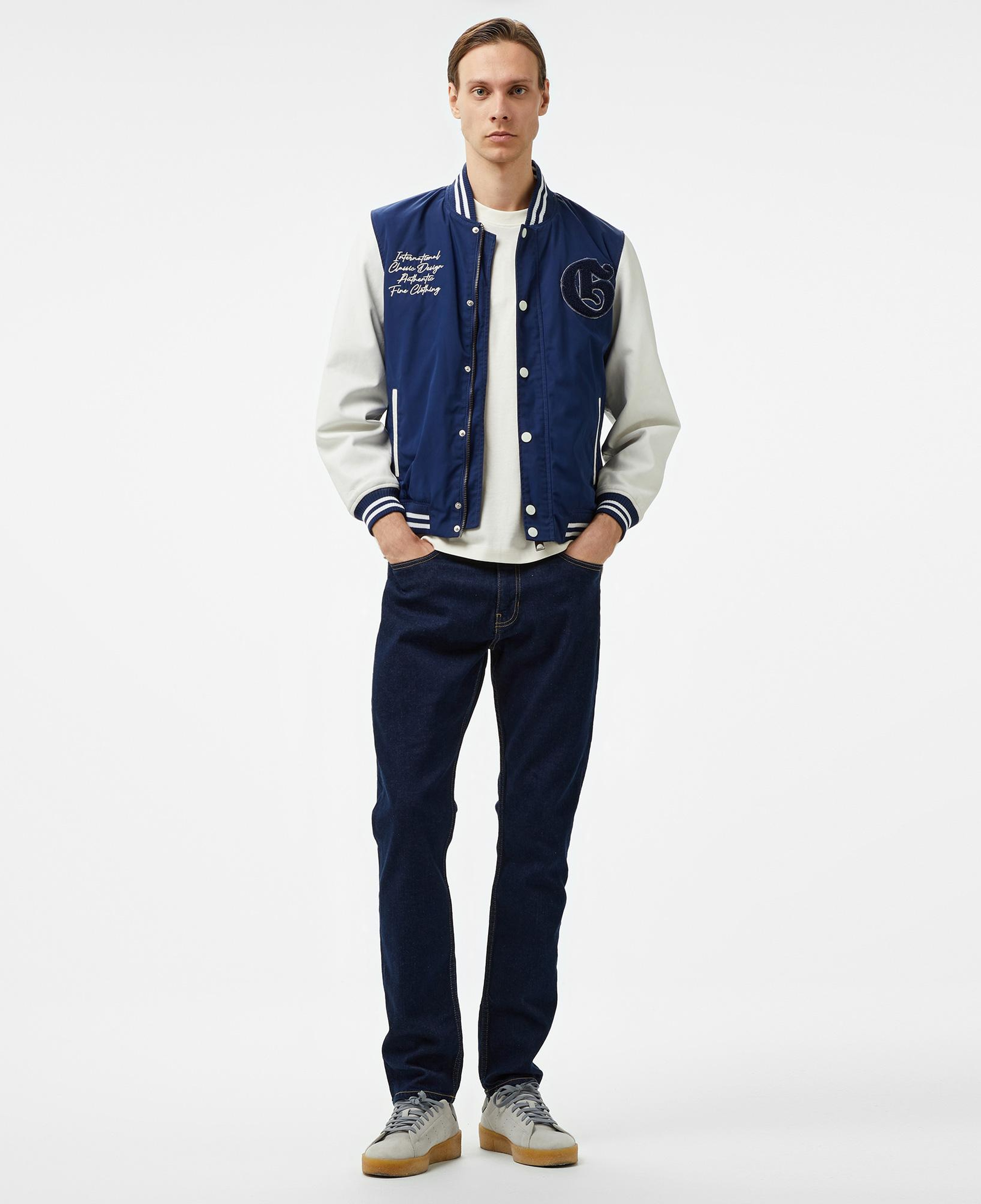 Guess Versity Bomber Poly Twill 215 Erkek Beyaz/Mavi Ceket