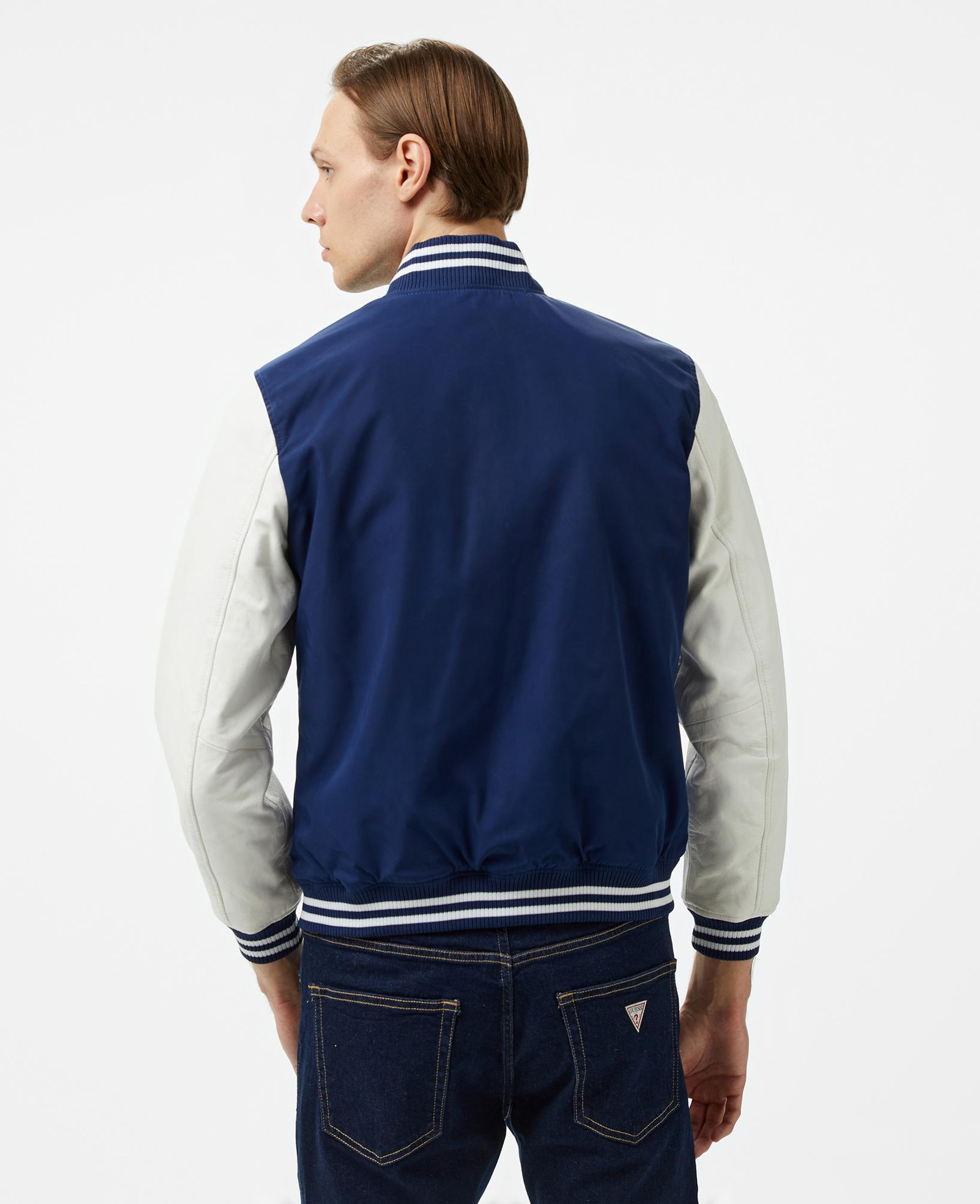 Guess Versity Bomber Poly Twill 215 Erkek Beyaz/Mavi Ceket