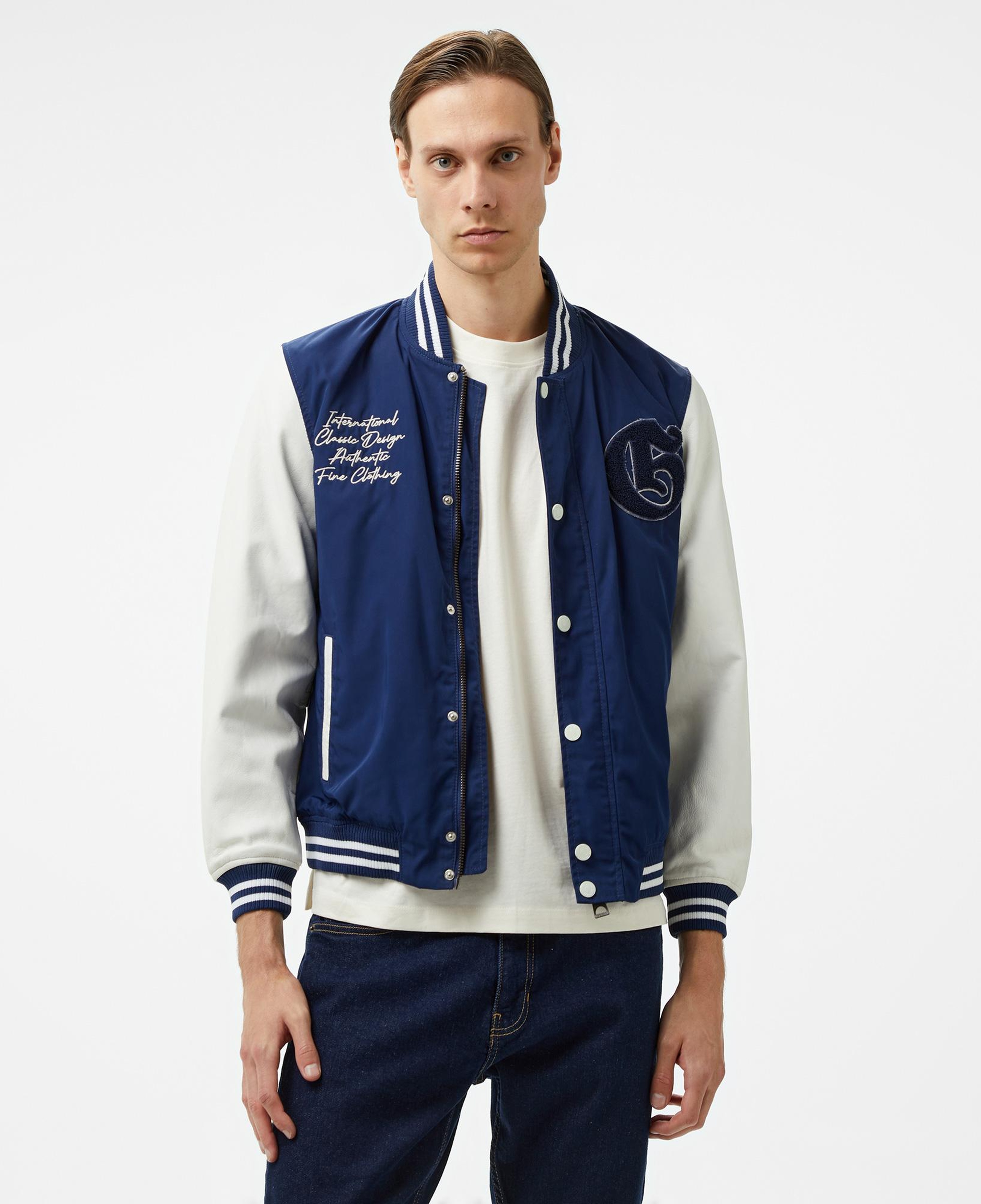 Guess Versity Bomber Poly Twill 215 Erkek Beyaz/Mavi Ceket